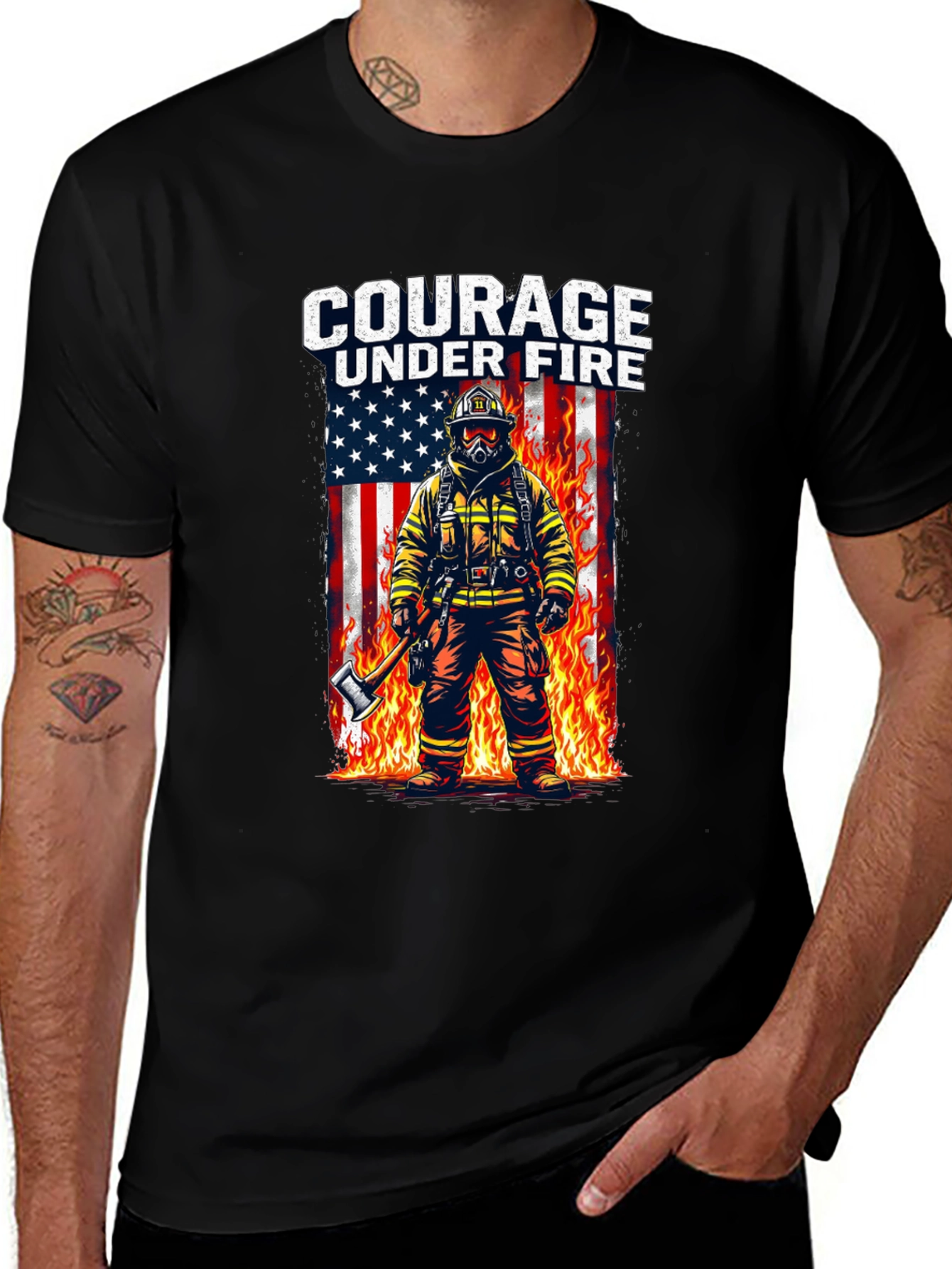 Variant 30 of Courage Under Fire Firefighter Graphic T-Shirt