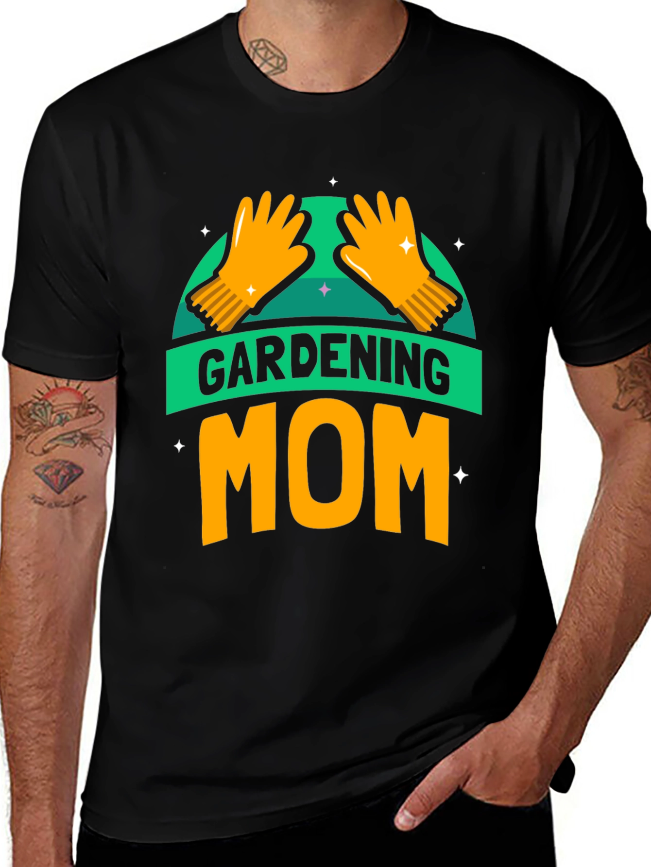 Variant 15 of Gardening Mom T-Shirt - Black Cotton Tee