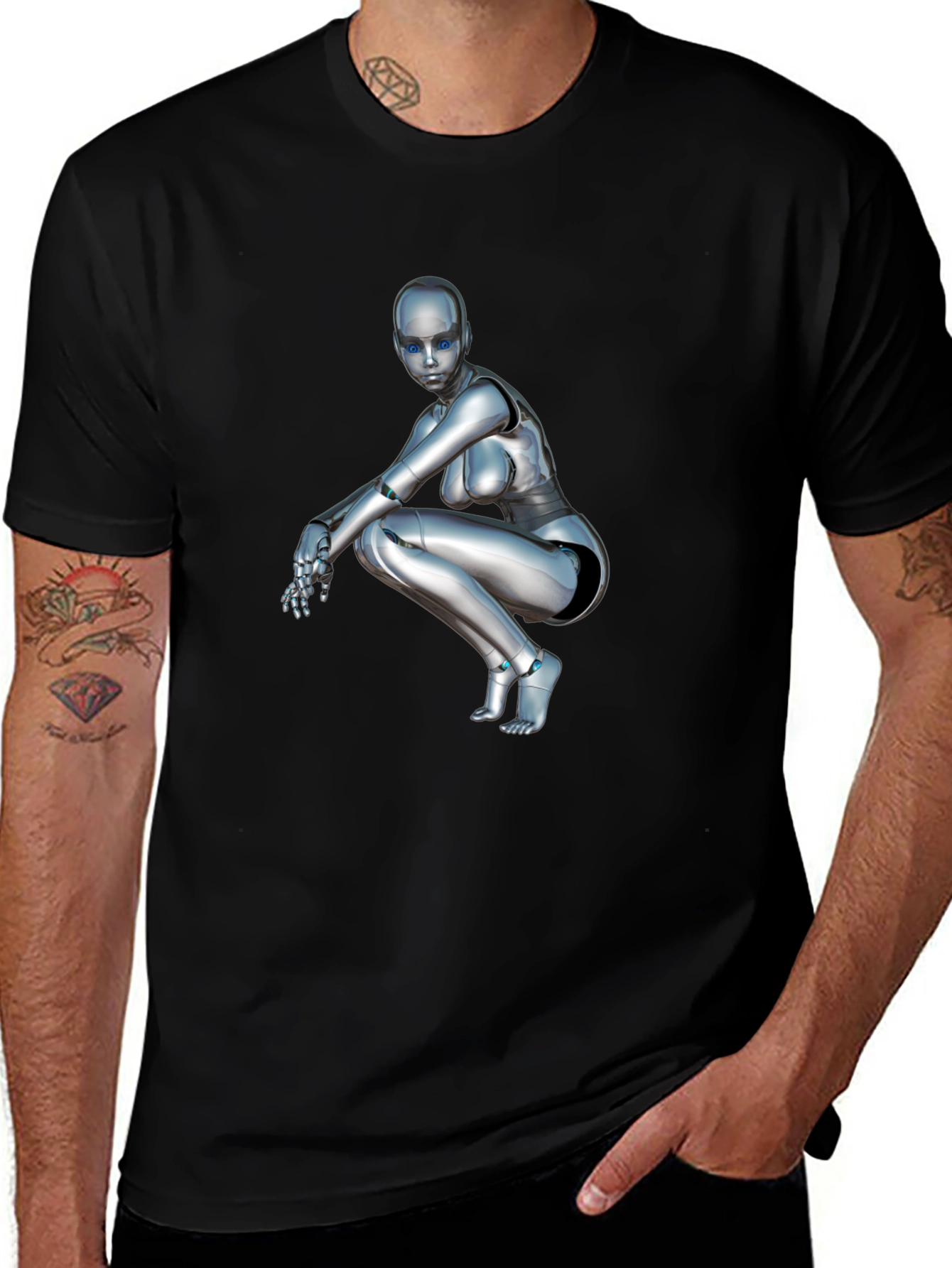 Robot Girl Graphic Tee - Sci-Fi Fashion
