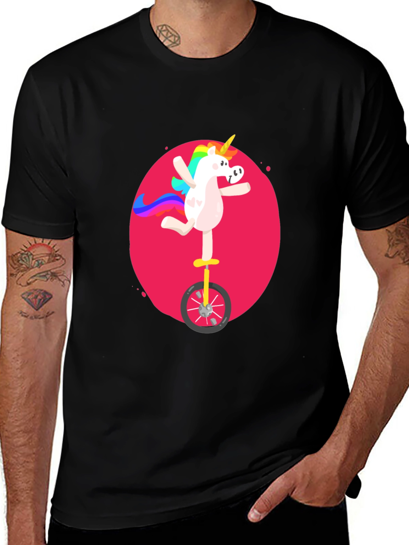 Variant 5 of Unicorn Unicycle Black T-Shirt