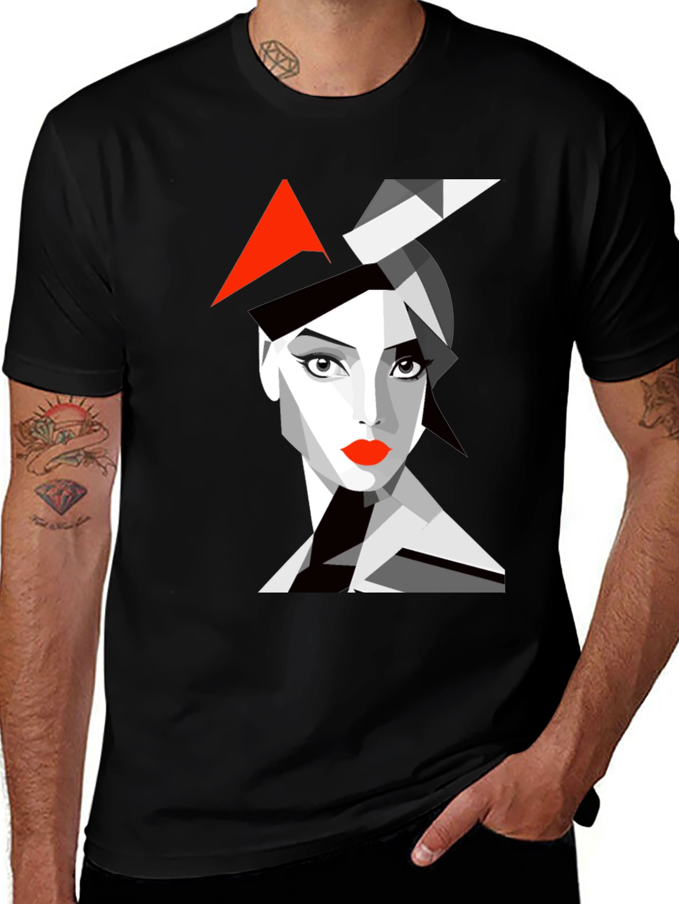 Variant 4 of Abstract Woman Graphic Black T-Shirt