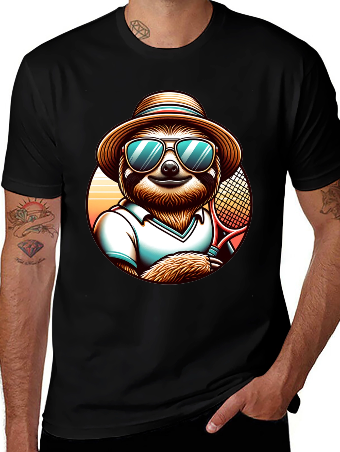 Variant 23 of Sloth Tennis Player Graphic Tee
