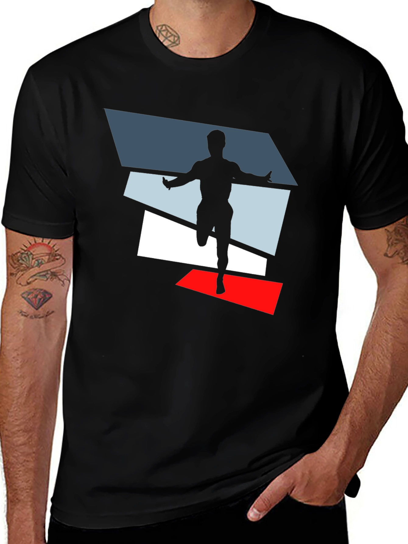 Variant 18 of Men's Black Graphic Tee - Runner Design