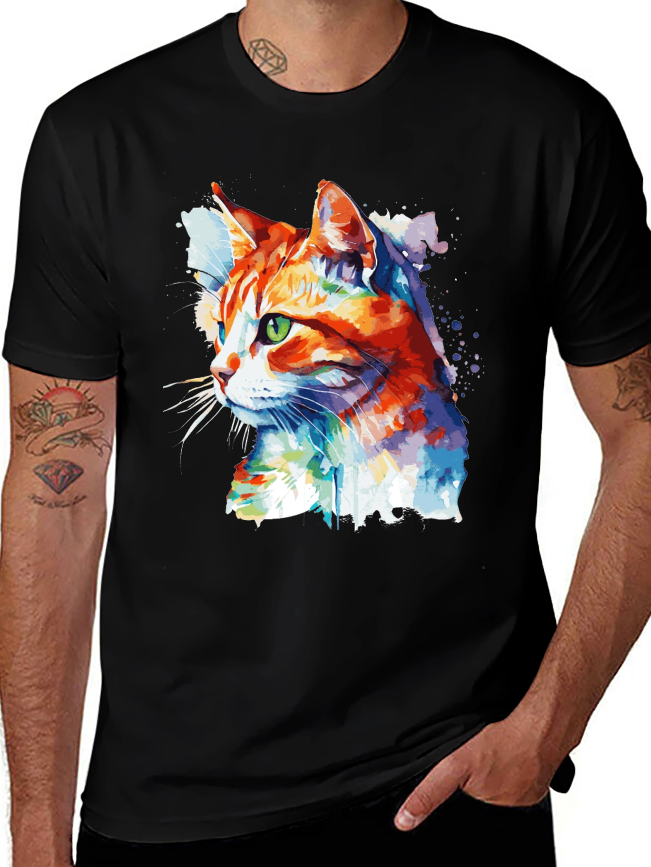 Variant 2 of Watercolor Cat Graphic Tee