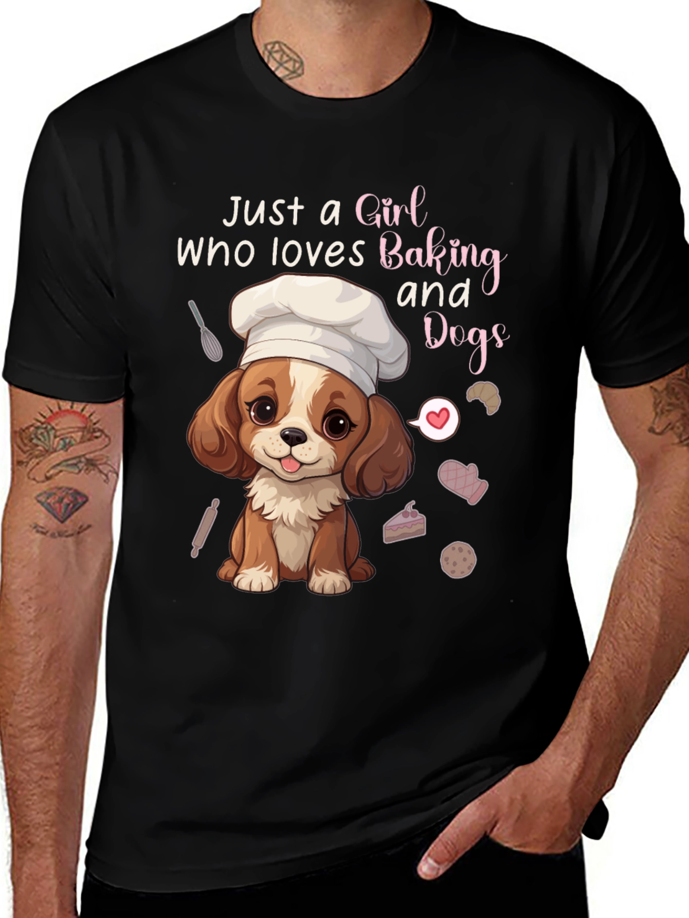 Variant 7 of Girl Who Loves Baking and Dogs Graphic Tee