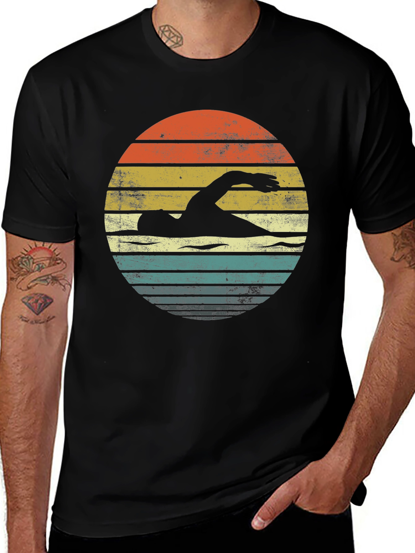 Variant 7 of Vintage Swimmer Graphic Tee - Retro Style