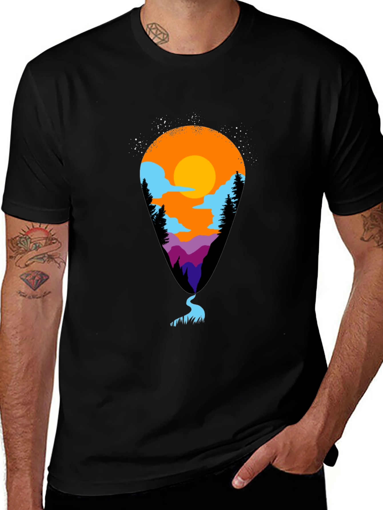 Variant 5 of Mountain Vista Tee - Black, Artistic Graphic