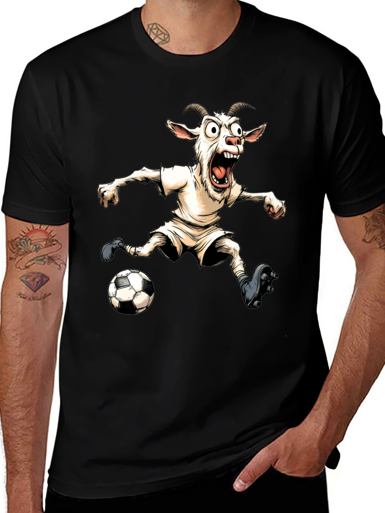 Variant 13 of Goat Soccer Player Graphic T-Shirt