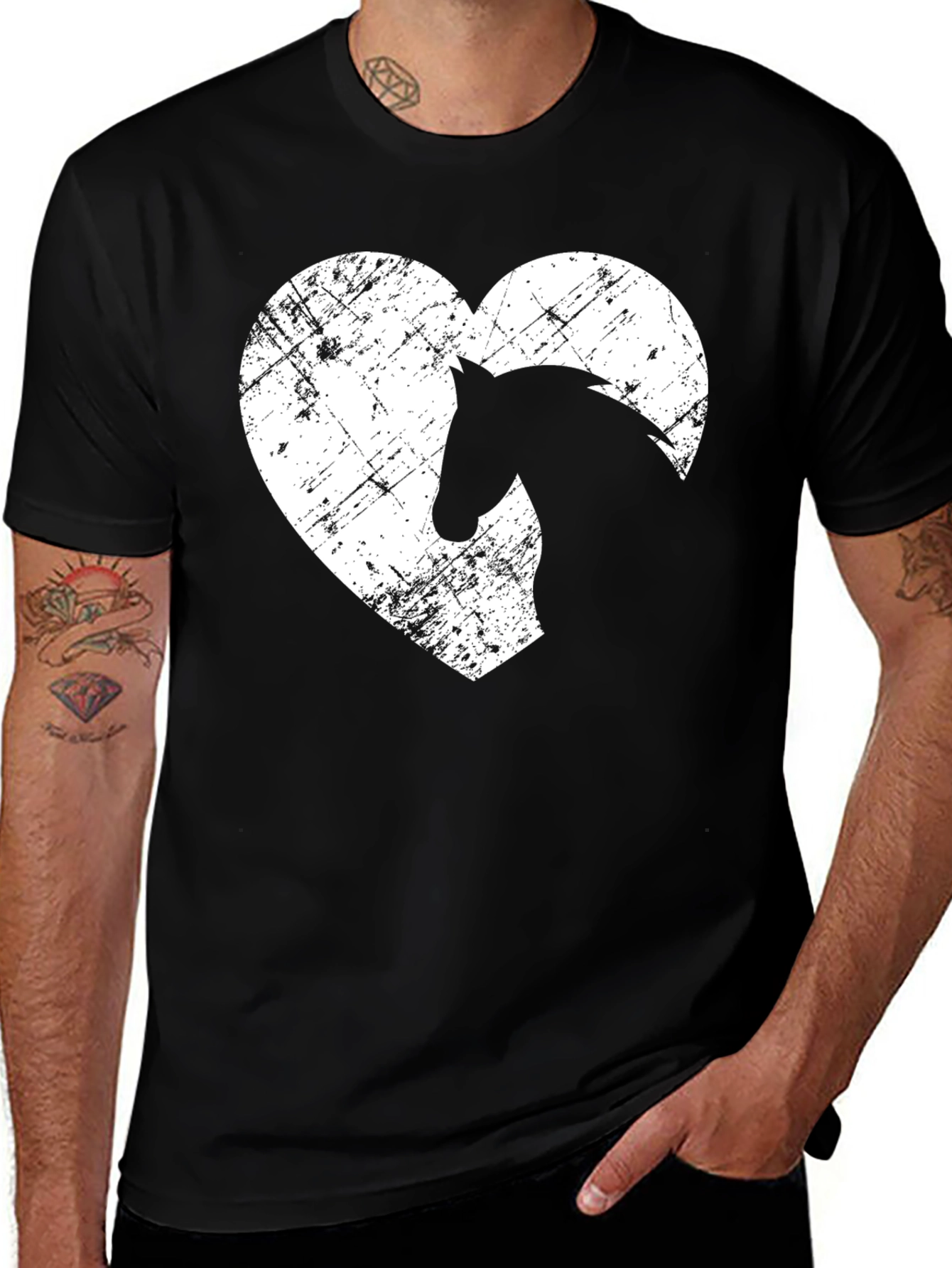 Variant 2 of Horse Lover Graphic Tee - Equestrian Heart T-Shirt