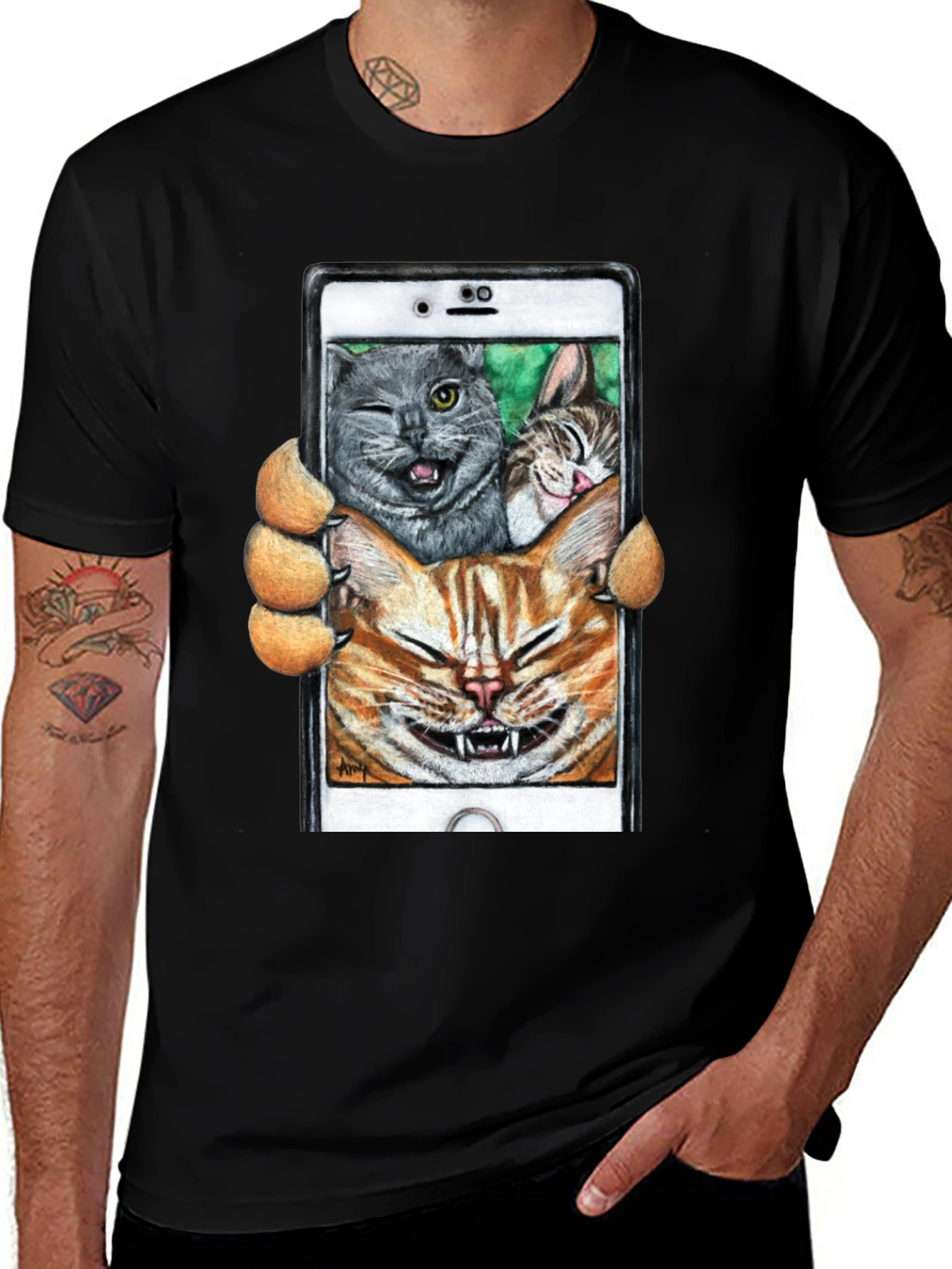 Variant 28 of Funny Cat Selfie T-Shirt