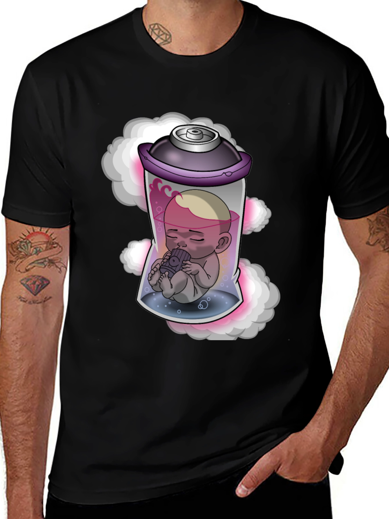 Variant 6 of Unique Graphic Tee: Baby in Spray Can