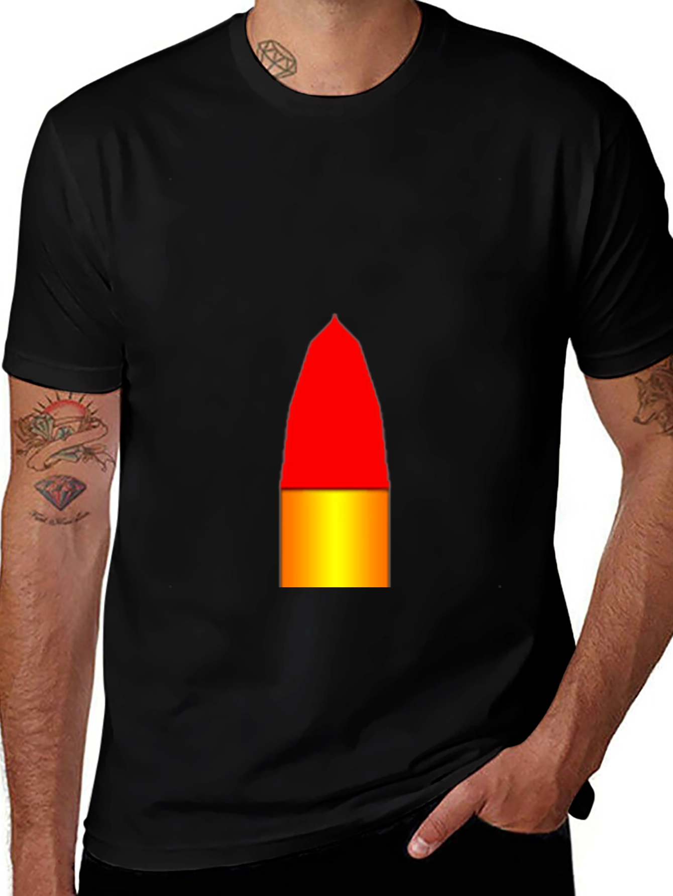 Variant 5 of Men's Black Graphic Tee - Bullet Design