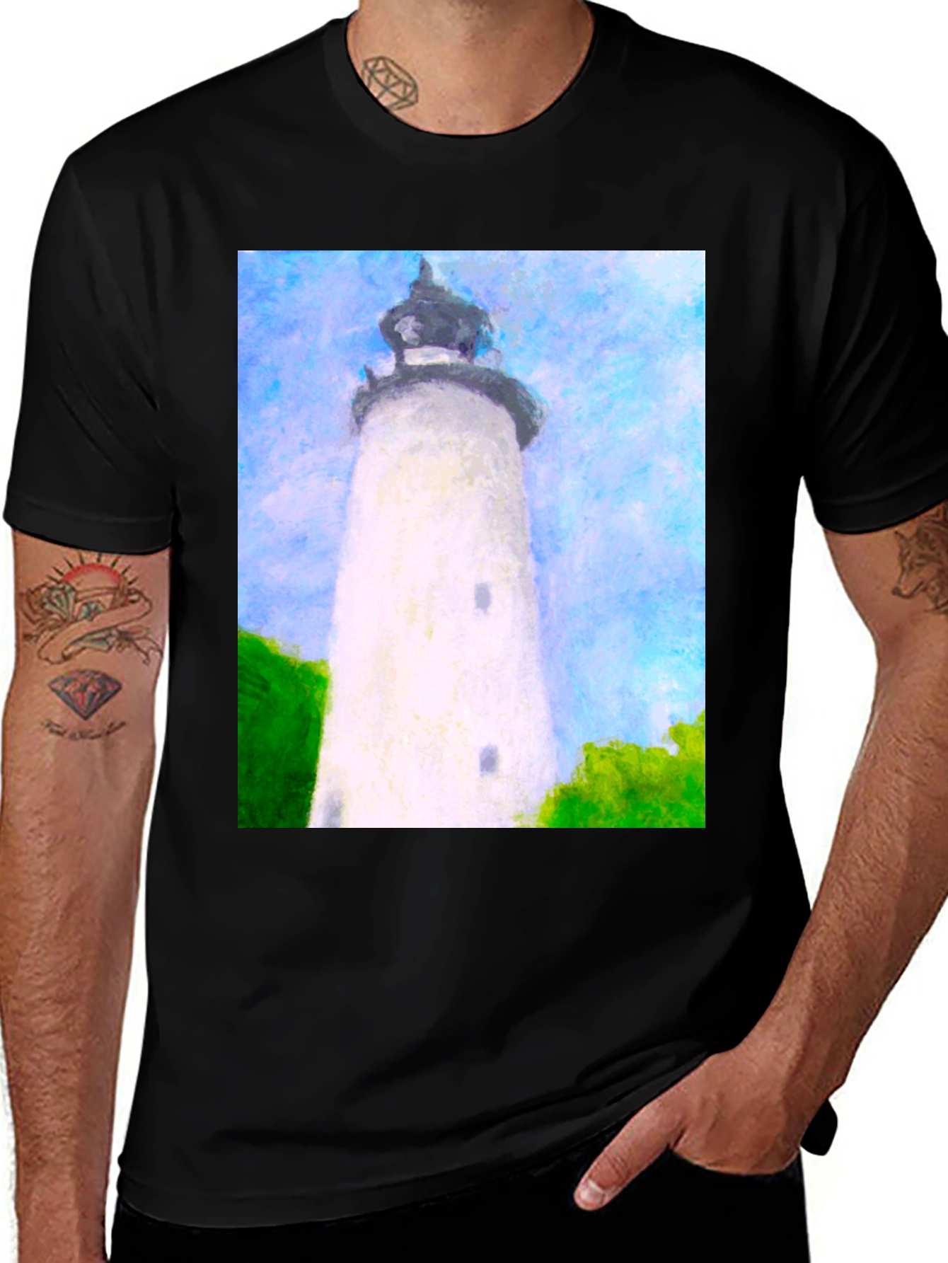 Lighthouse Art Graphic T-Shirt - Coastal Style Tee
