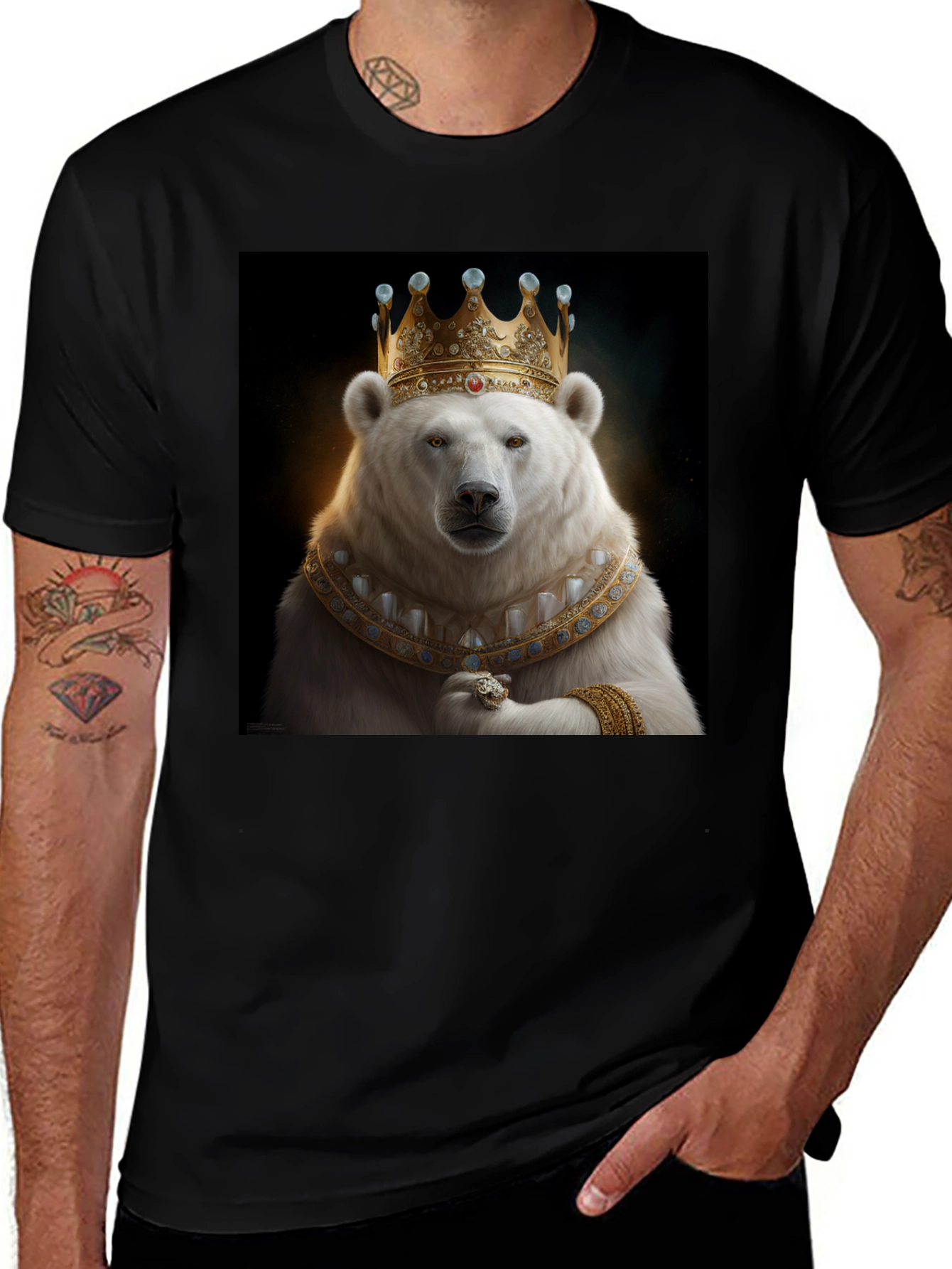 Variant 30 of King Bear Graphic Tee - Black Crew Neck