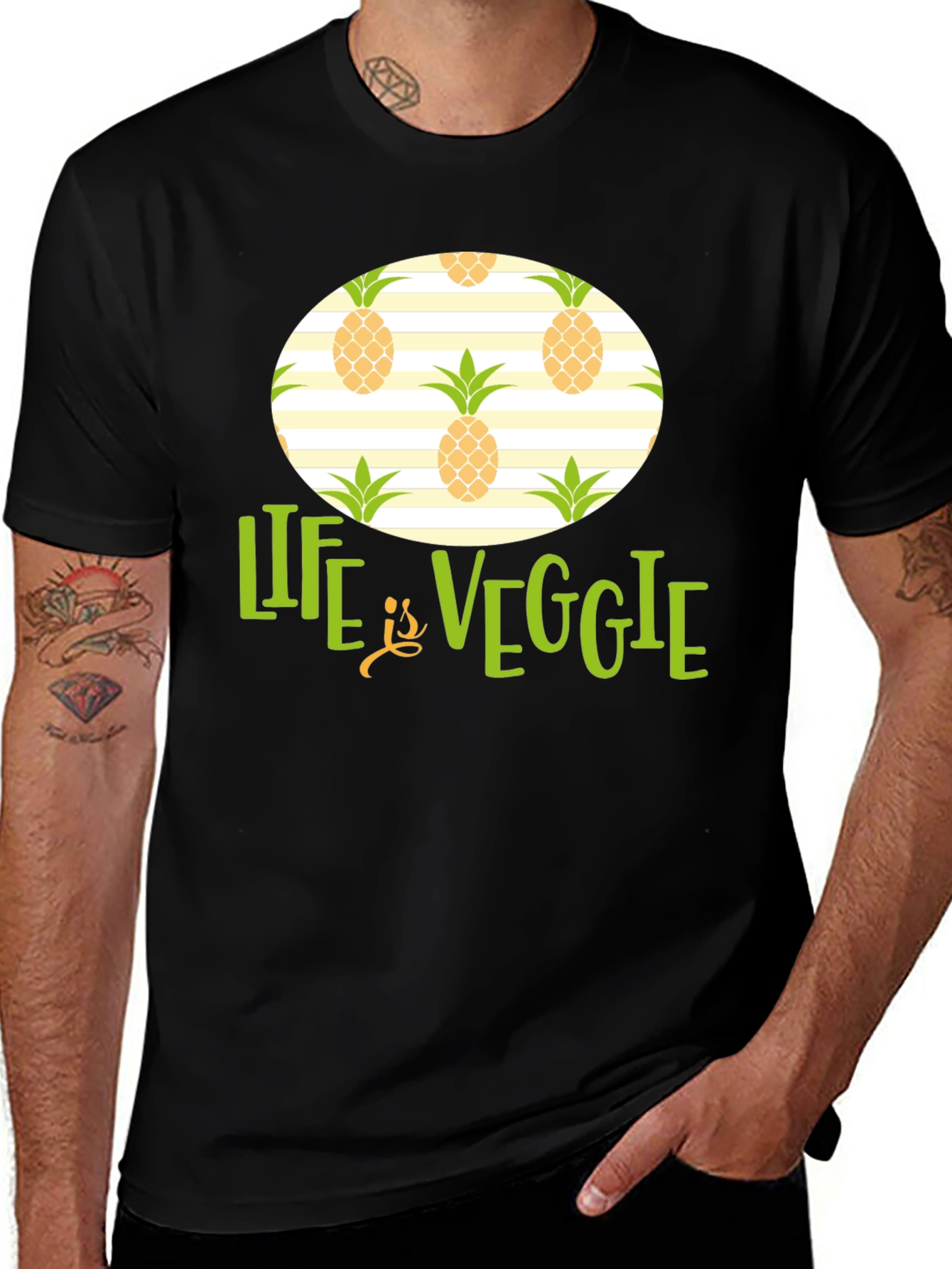 Variant 8 of Life is Veggie Pineapple Pattern T-Shirt