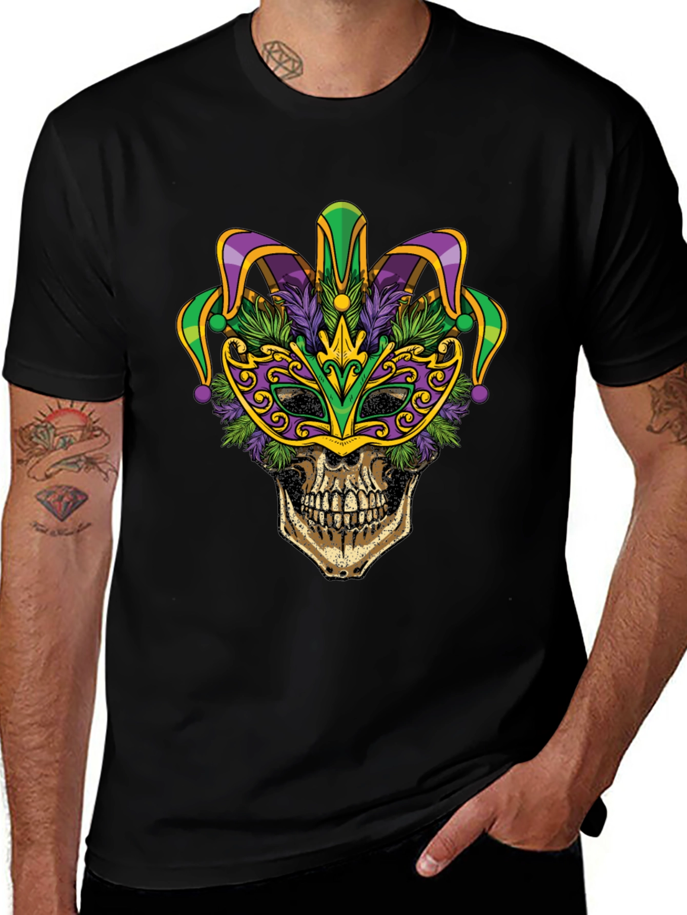 Mardi Gras Skull Graphic Tee