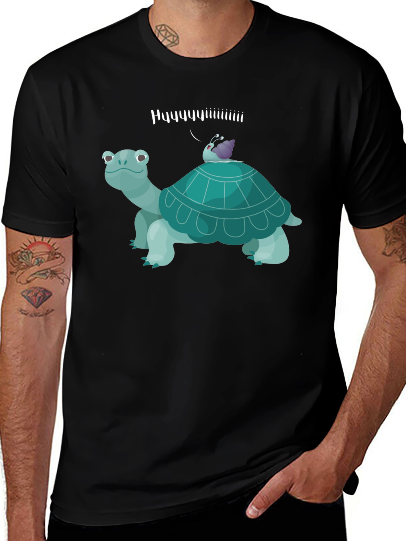 Humorous Turtle & Snail Graphic T-Shirt