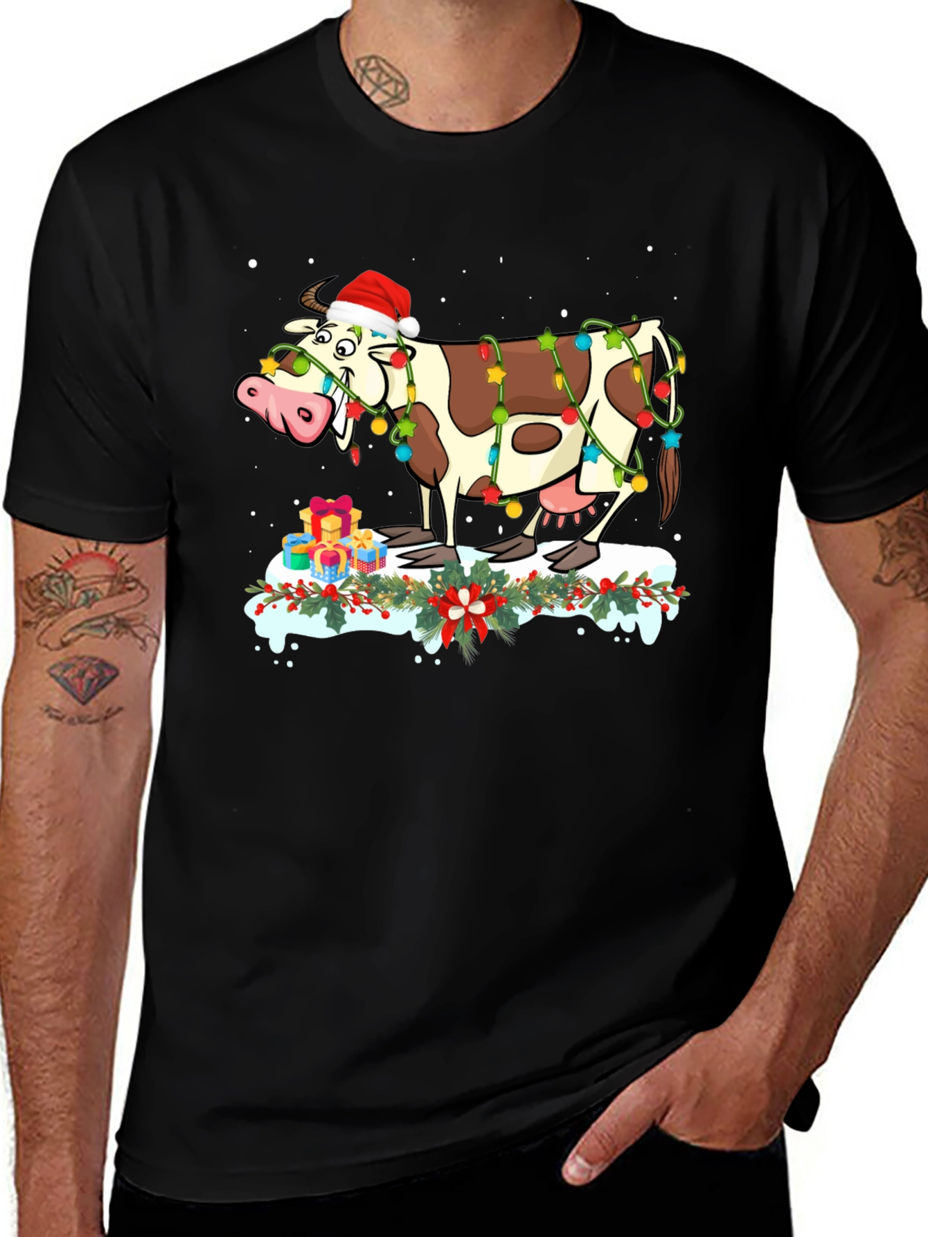 Variant 17 of Festive Cow Christmas T-Shirt
