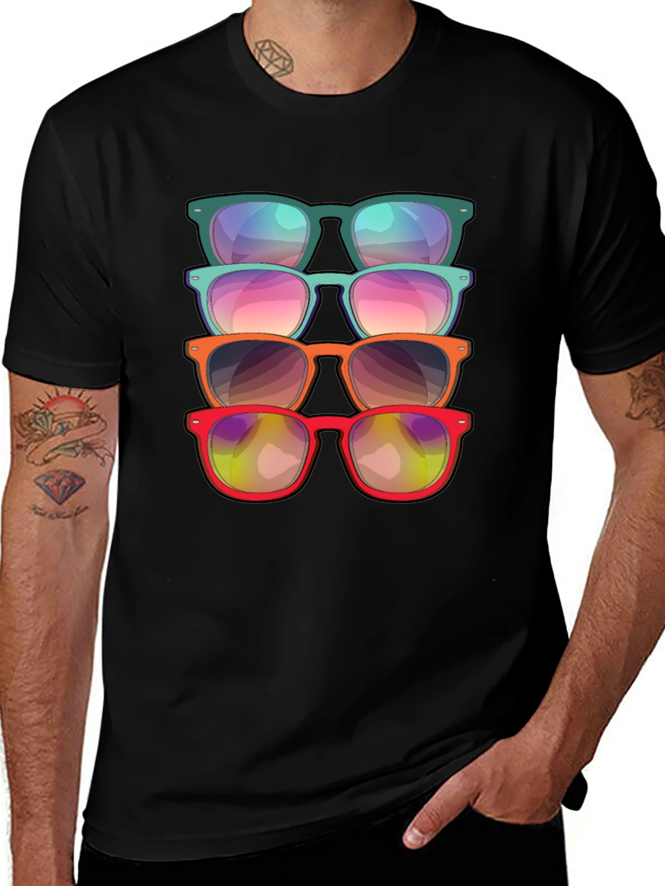 Variant 22 of Sunglasses Stack Graphic Tee - Cool Casual Style