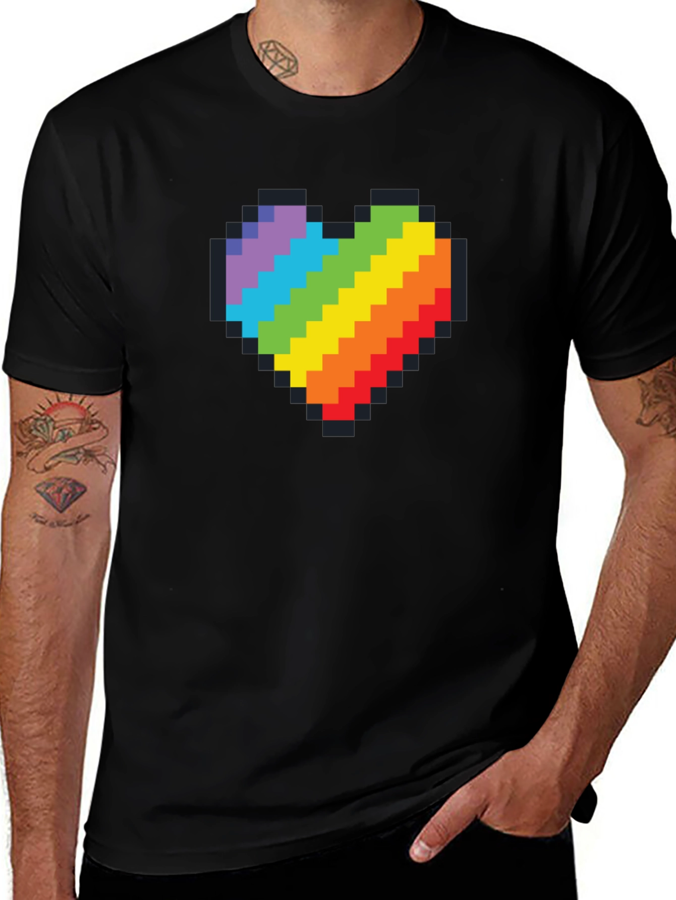 Variant 6 of Pixel Heart Pride T-Shirt - Soft Cotton Blend