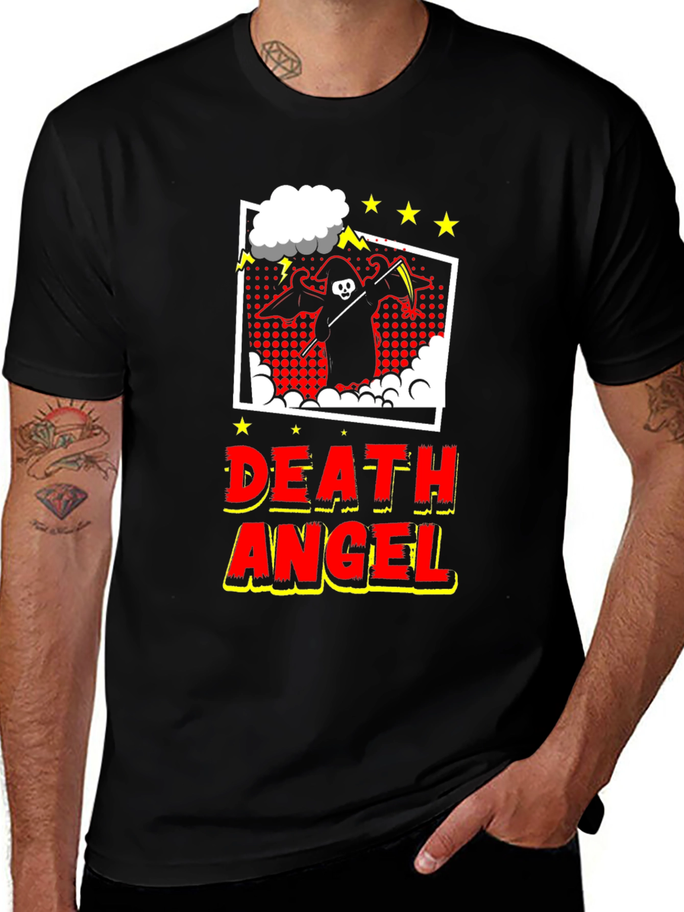 Variant 19 of Death Angel Graphic Tee - Black Cotton T-Shirt