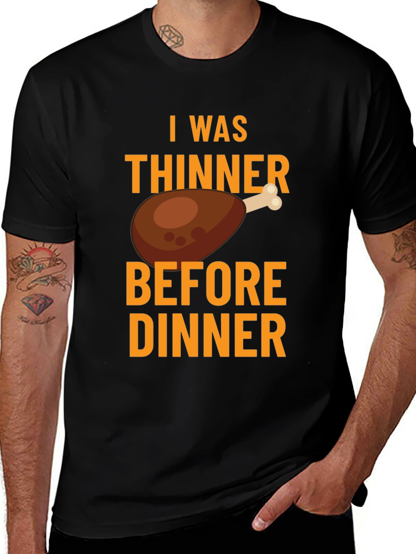 Funny Thanksgiving I Was Thinner Before Dinner T-Shirt