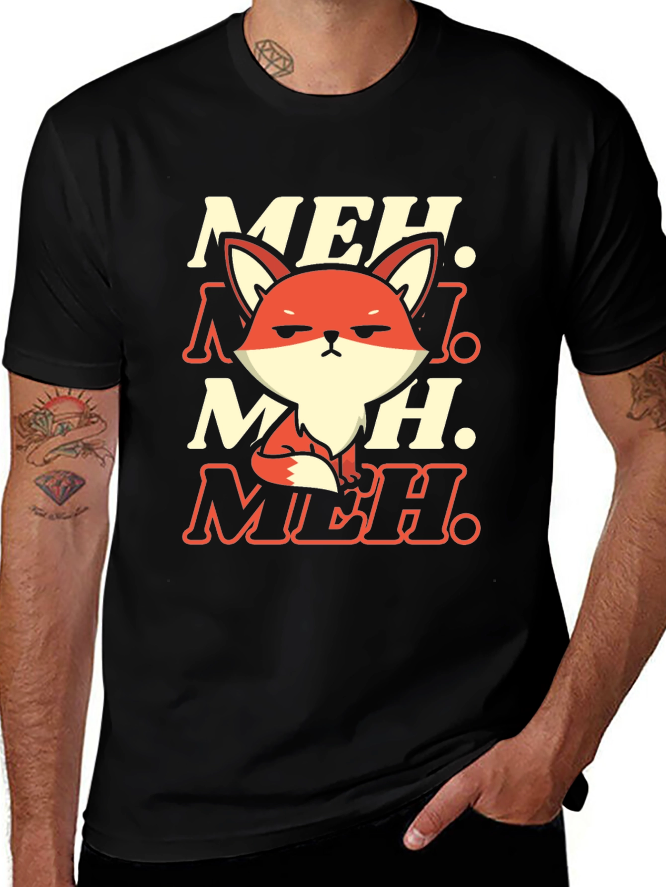 Variant 29 of Meh Fox Graphic Tee - Unisex Black T-Shirt
