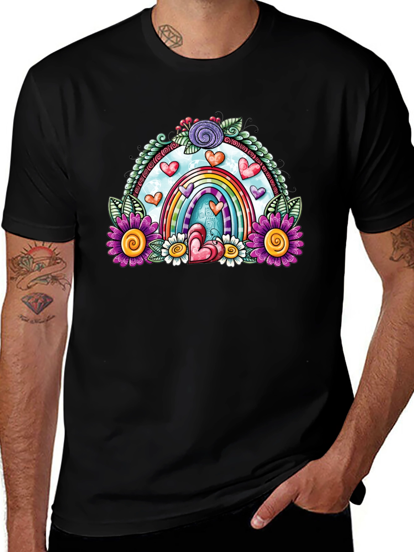Variant 24 of Rainbow Heart Floral T-Shirt