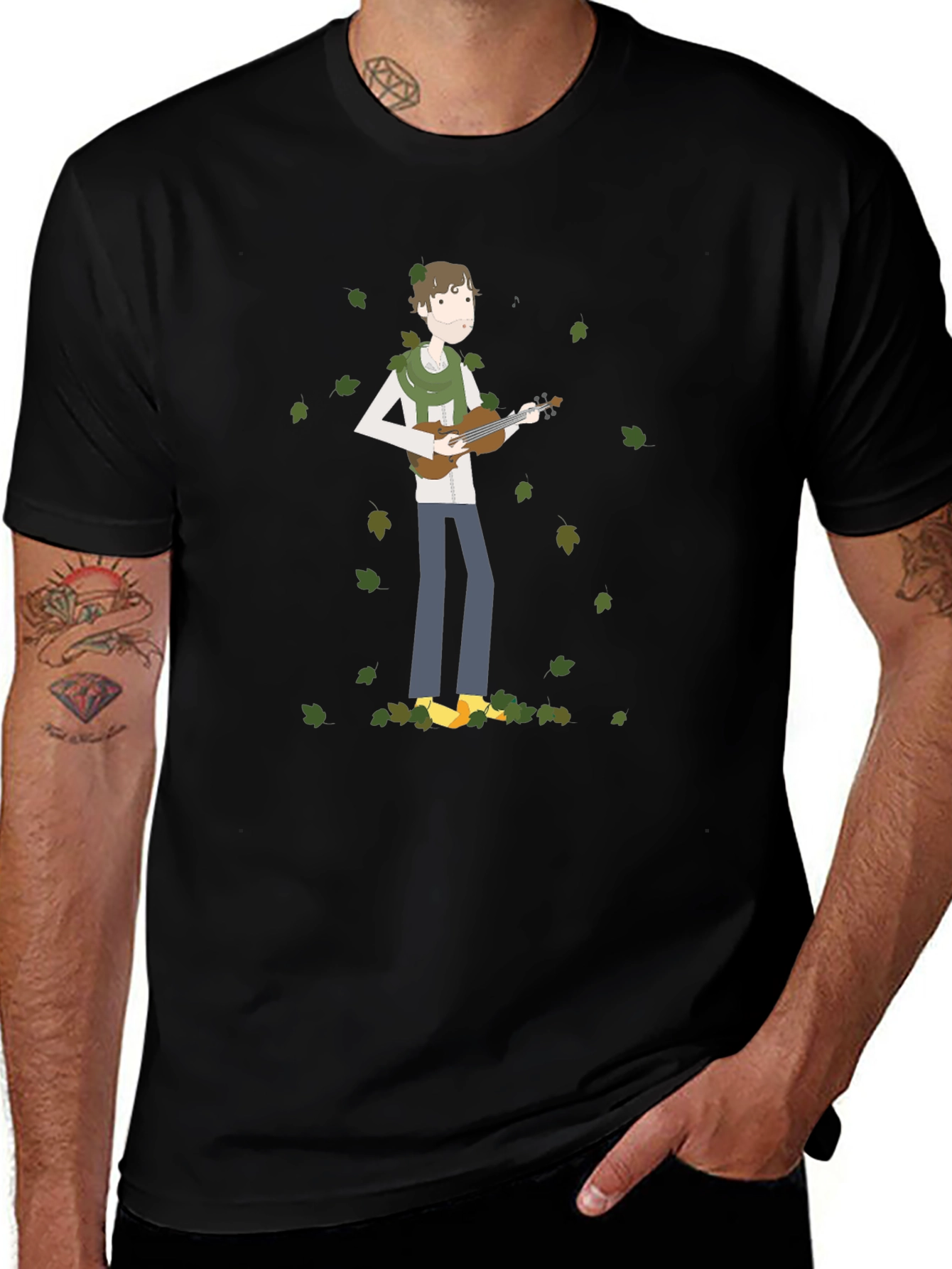Variant 2 of Whimsical Musician Black T-Shirt