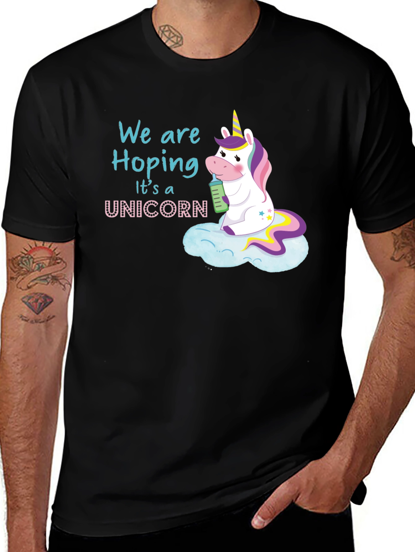 Unicorn Baby Shower T-Shirt - Hoping It's A Unicorn