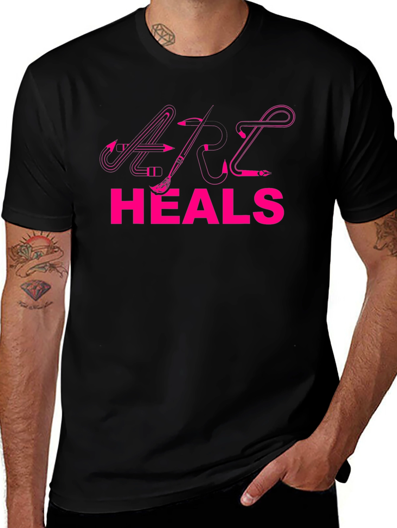 Variant 20 of Art Heals Graphic Tee - Black Cotton T-Shirt