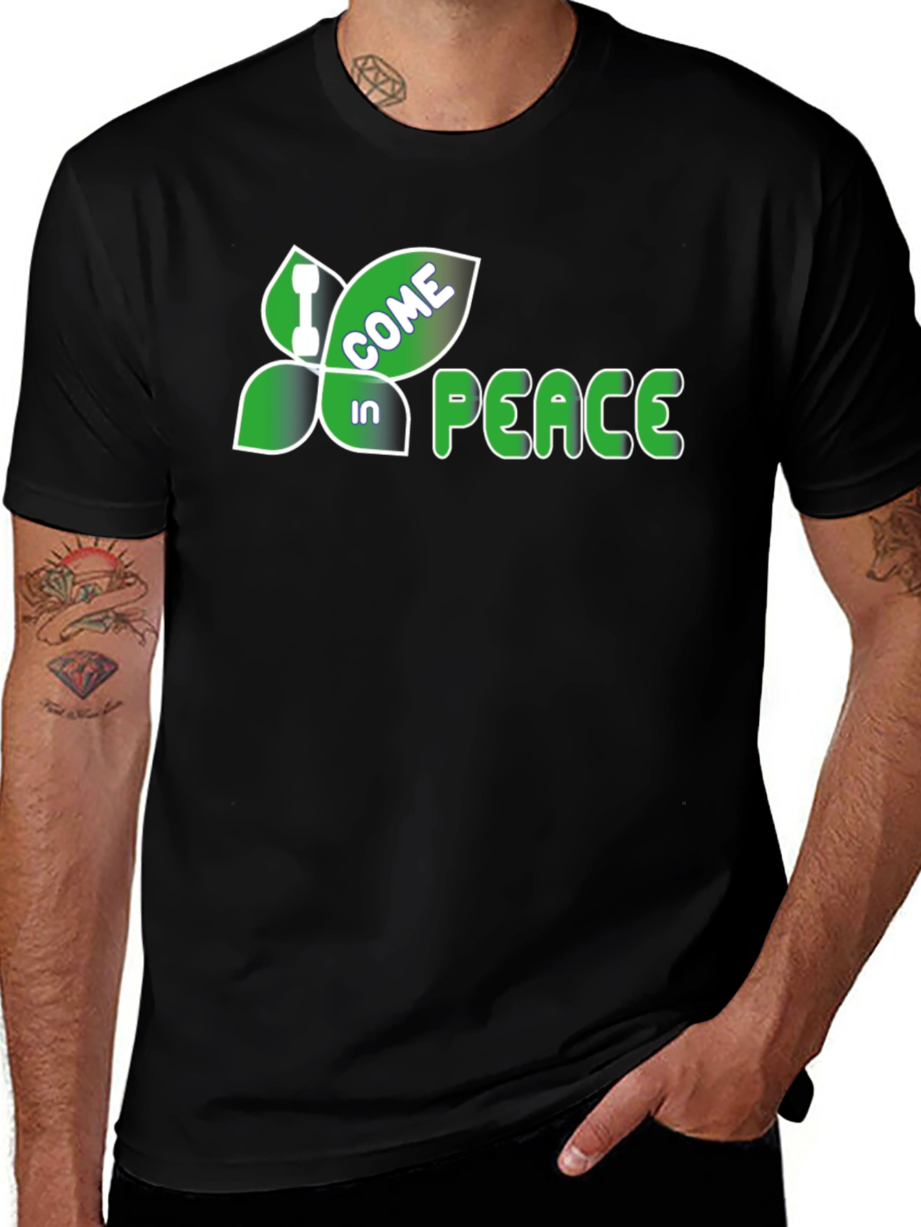 Variant 20 of Come In Peace Graphic Tee - Black