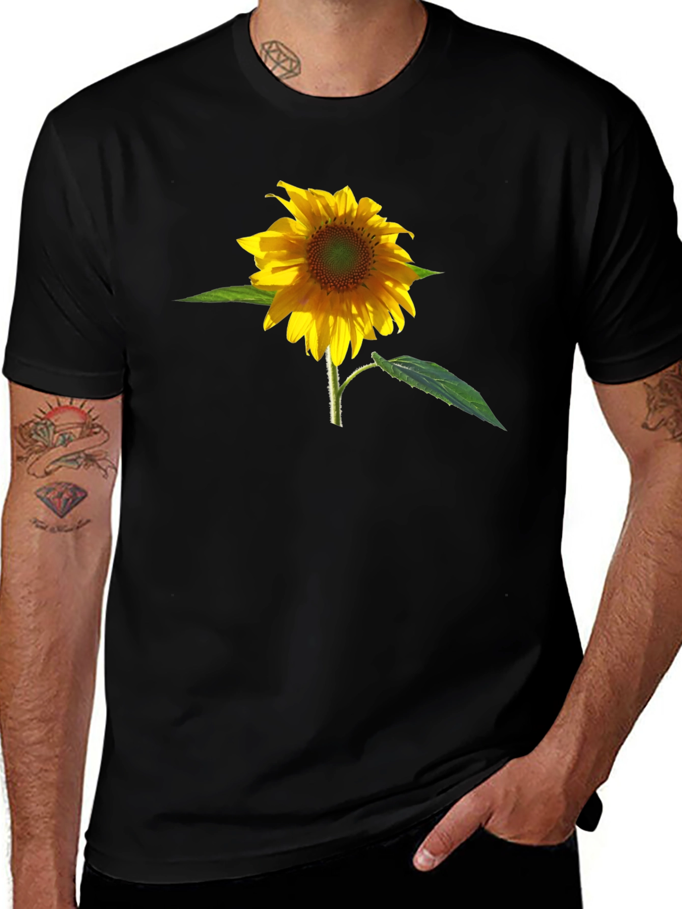 Variant 28 of Sunflower Graphic Print Black T-Shirt