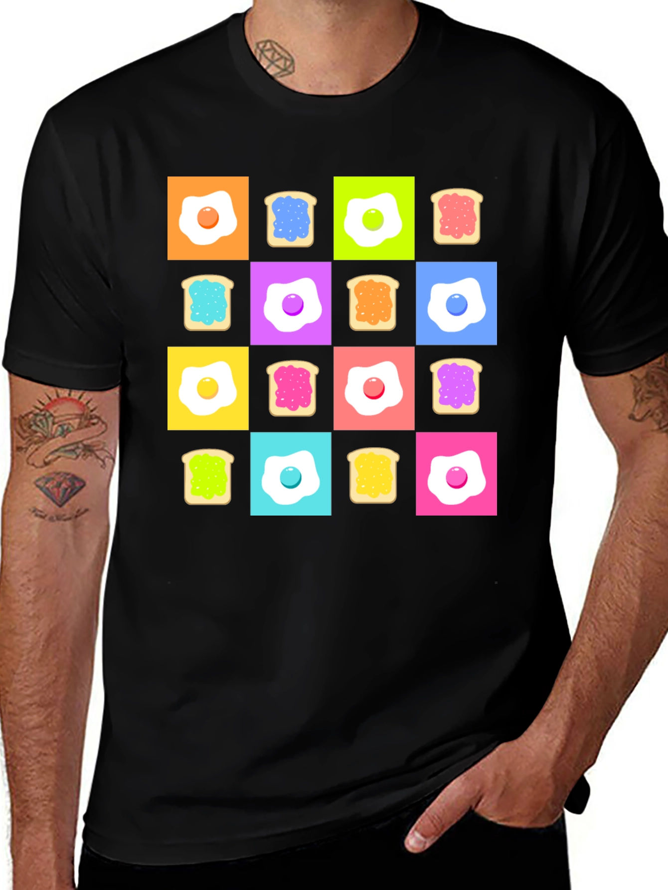 Funky Breakfast Pattern T-Shirt