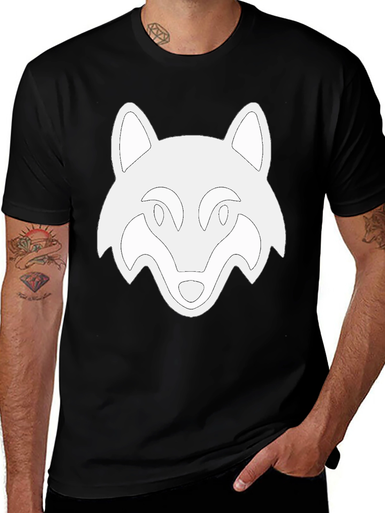 Variant 10 of Wolf Graphic Tee - Cool Black T-Shirt