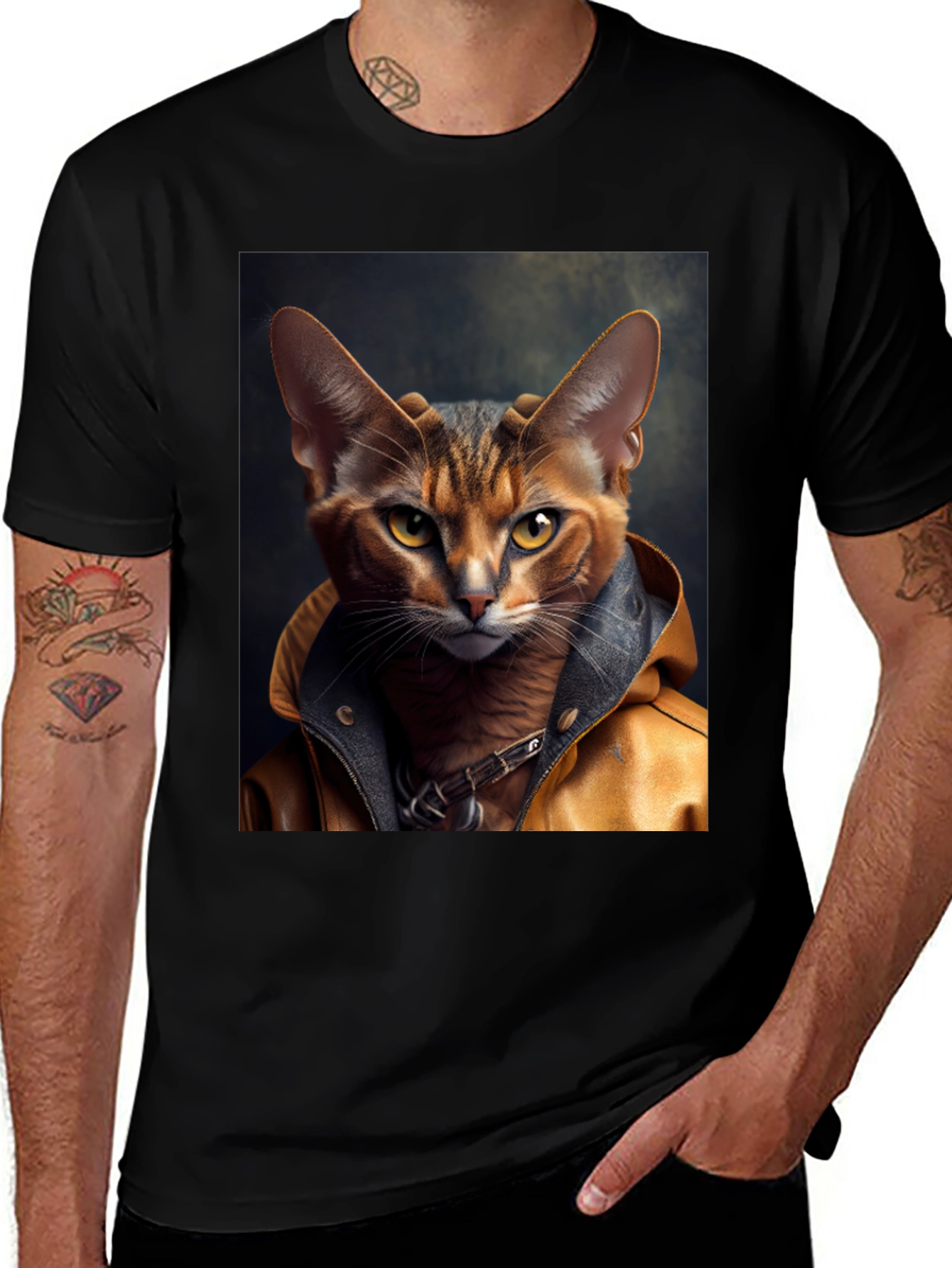 Variant 18 of Cool Cat Graphic Tee - Black