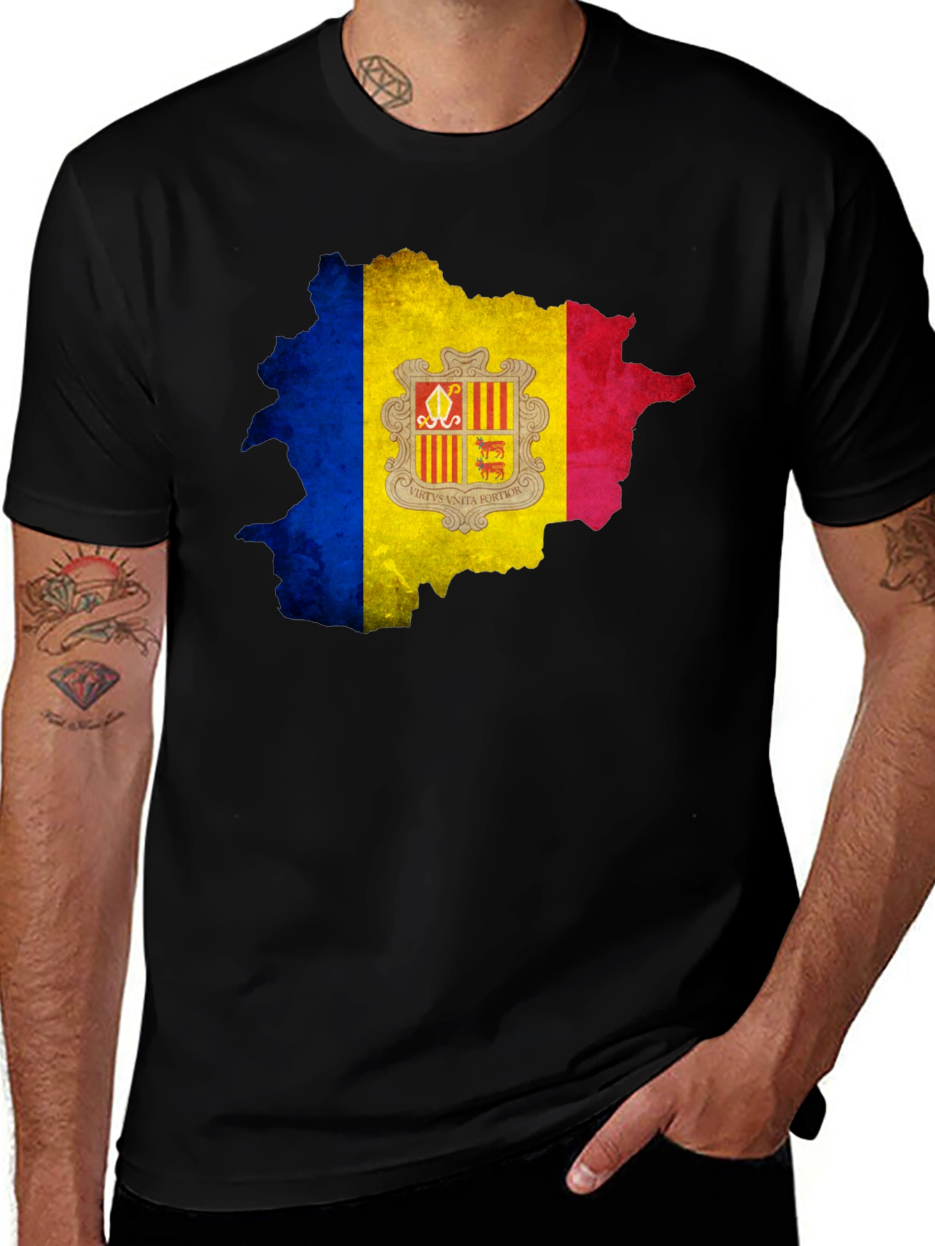Andorra Flag Map Graphic T-Shirt