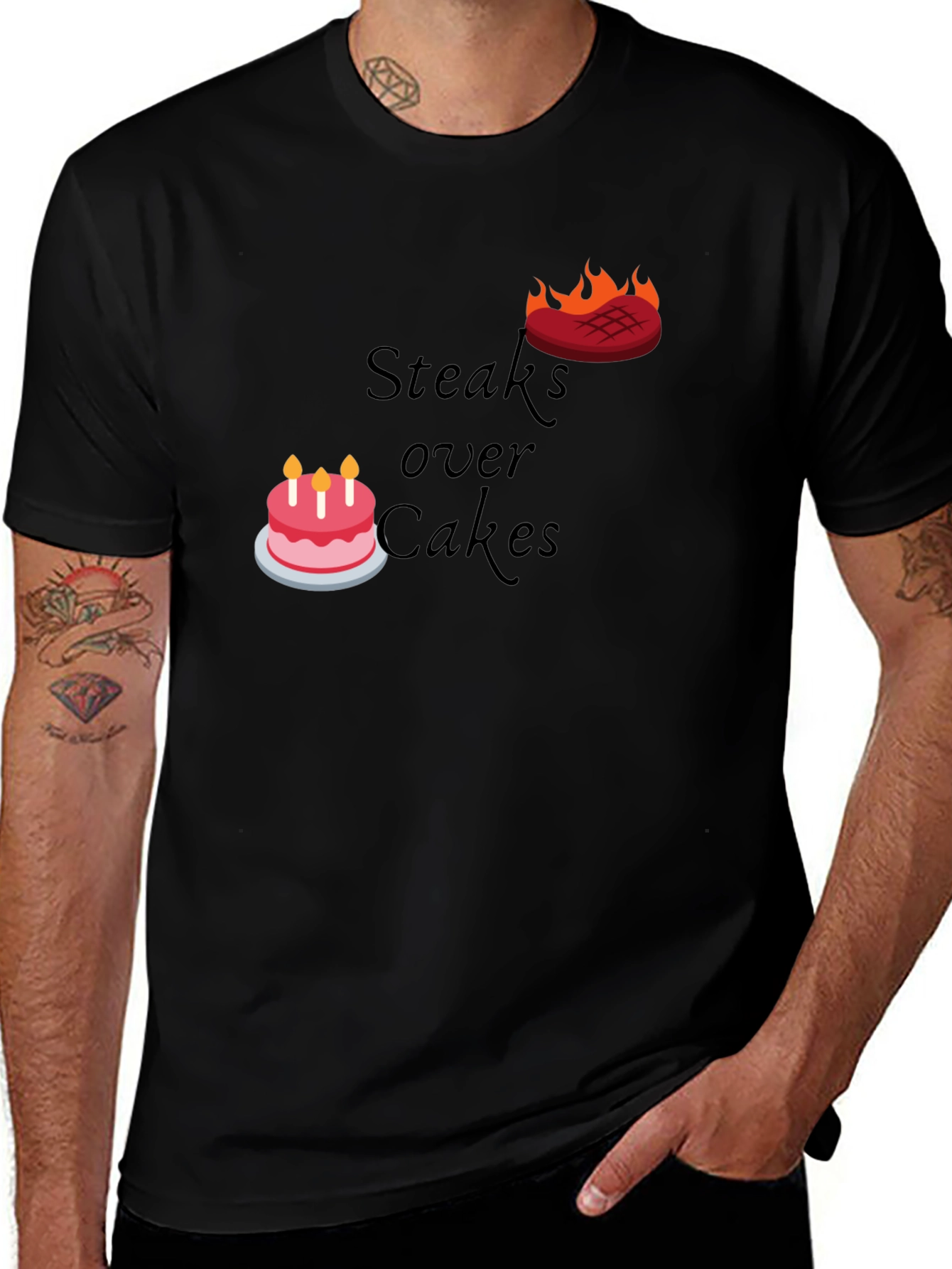 Variant 3 of Steaks Over Cakes Black Graphic Tee