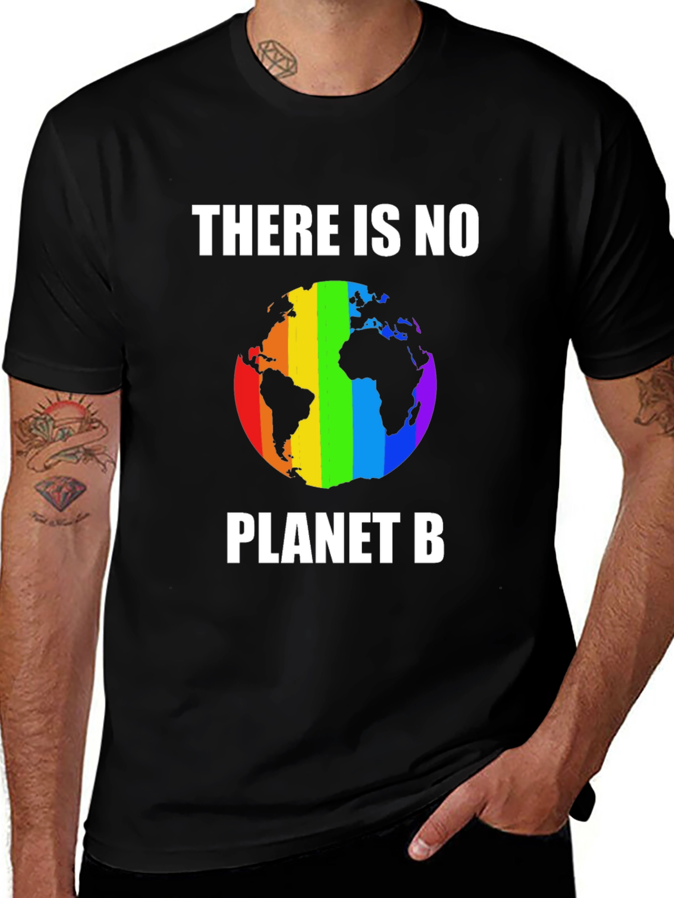 Variant 3 of There Is No Planet B T-Shirt Rainbow Earth