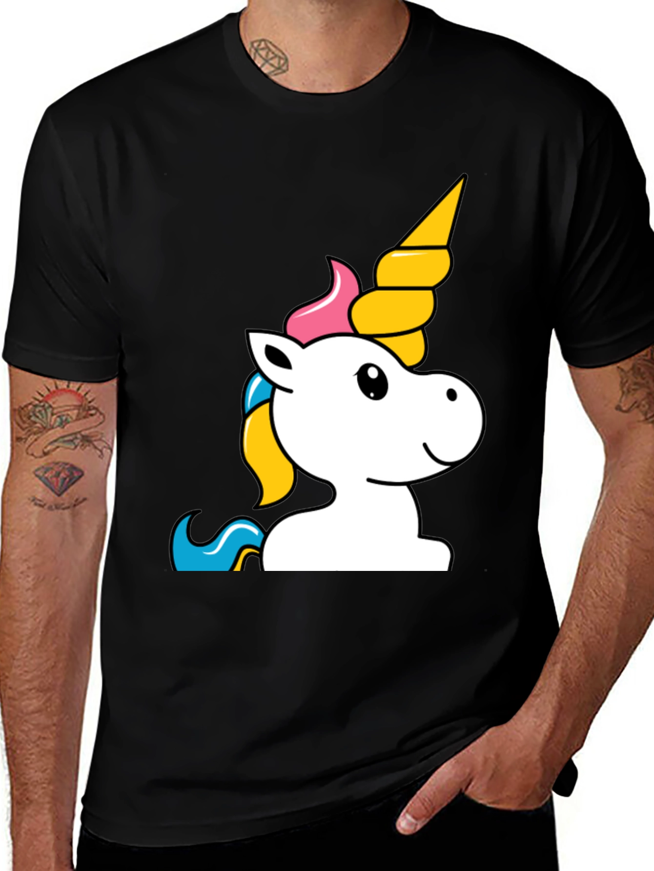 Variant 18 of Unicorn Graphic Tee - Black Cotton T-Shirt