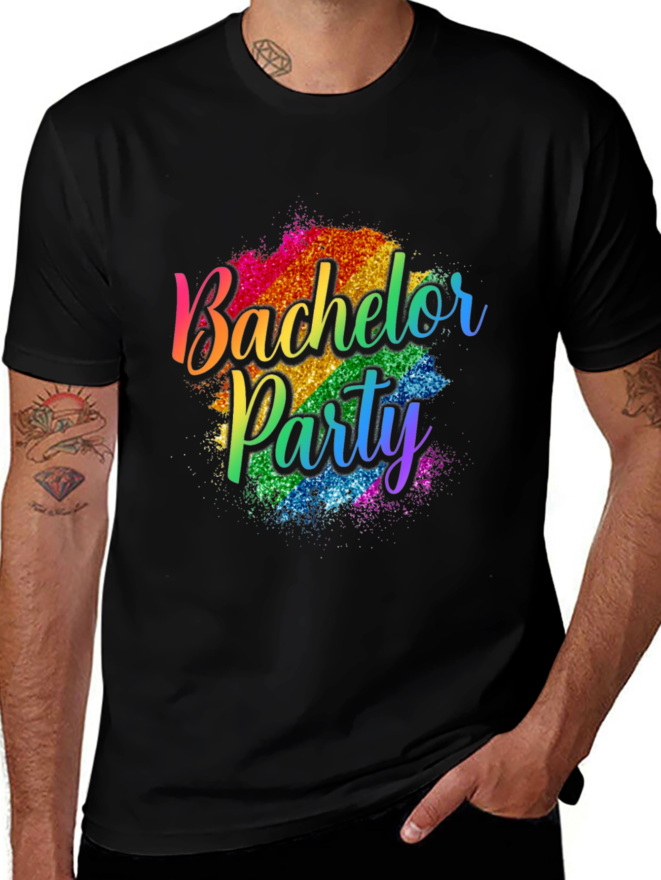 Variant 4 of Bachelor Party Rainbow Glitter T-Shirt
