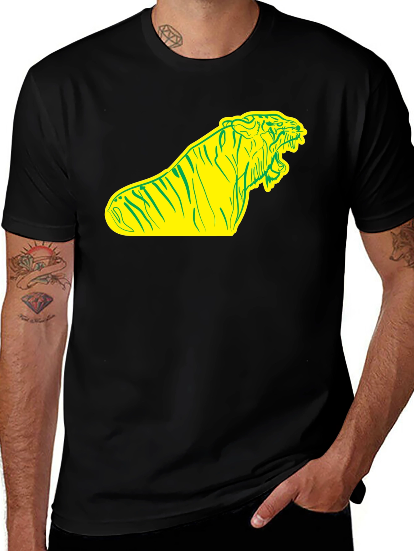 Variant 3 of Bold Tiger Graphic Tee - Black Cotton T-Shirt