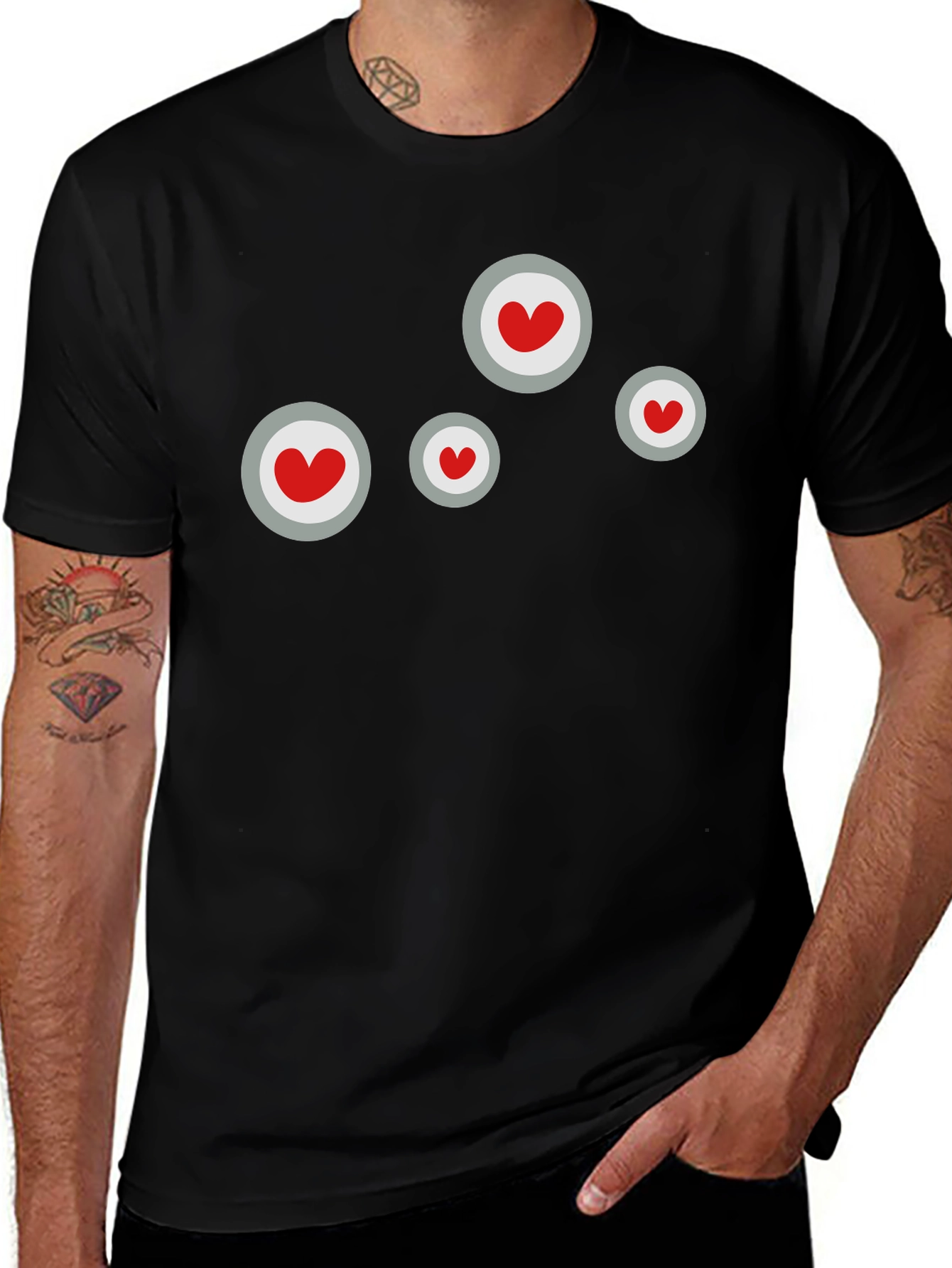 Variant 9 of Heart Circle Graphic Black T-Shirt