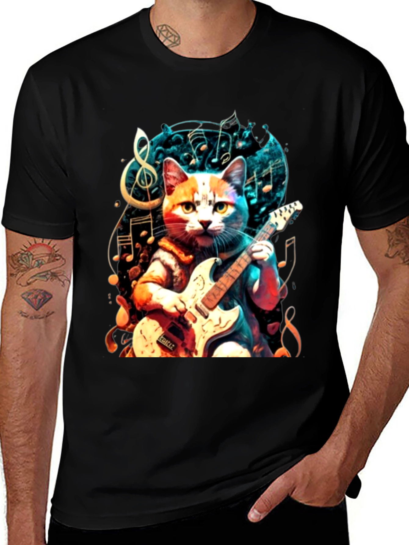 Variant 27 of Cat Playing Guitar Graphic Tee