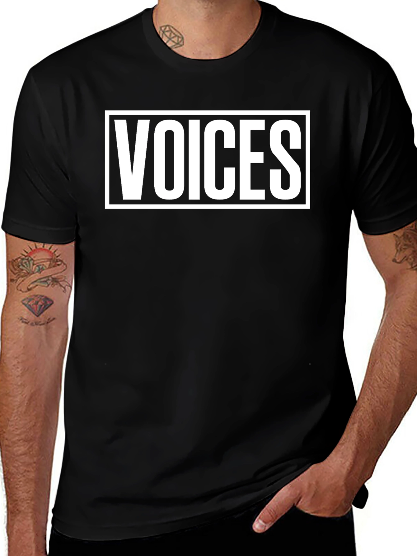 Variant 22 of Voices Graphic Tee - Unisex Black T-Shirt