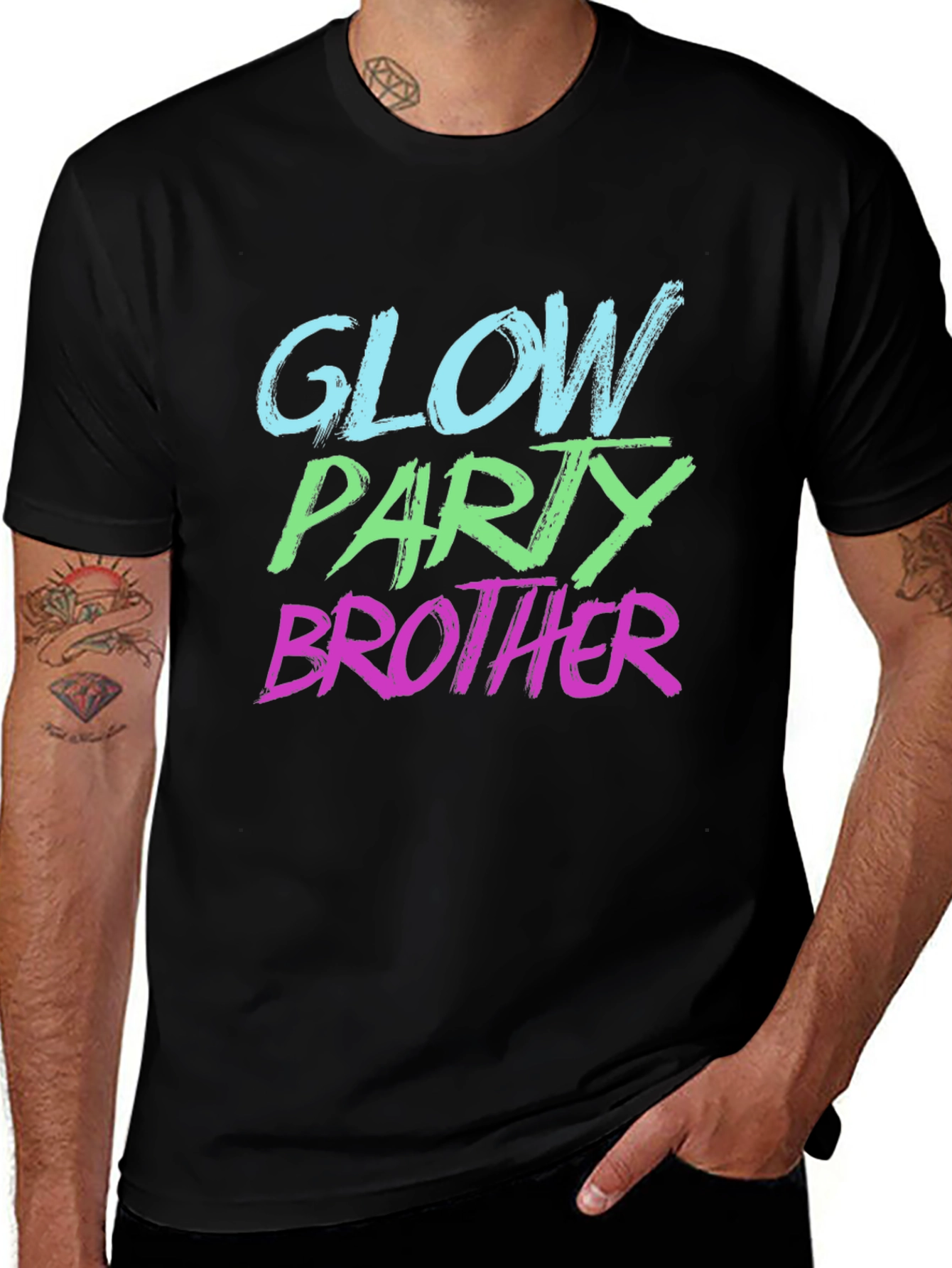 Variant 25 of Glow Party Brother T-Shirt - Black
