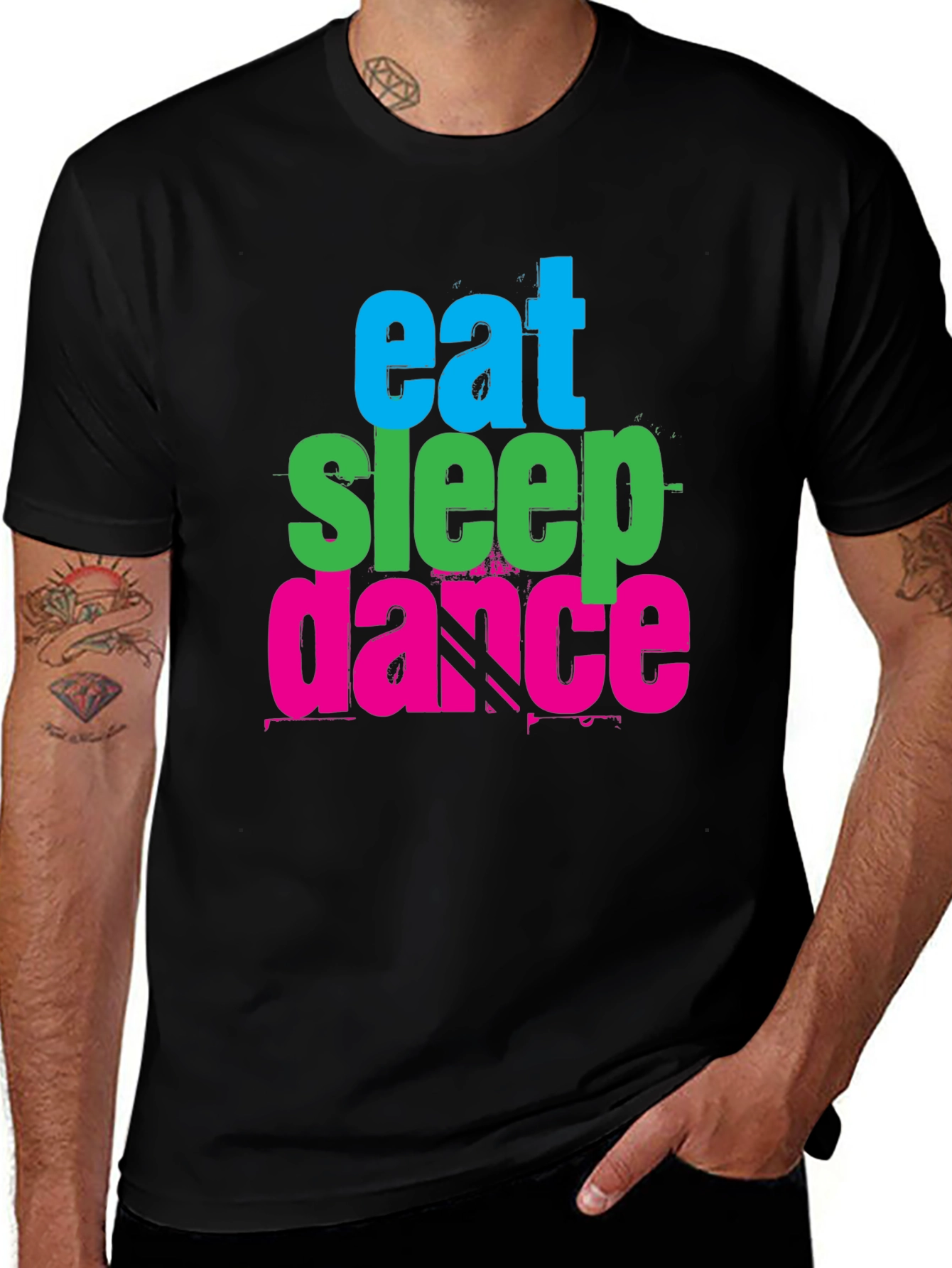 Variant 12 of Eat Sleep Dance Graphic Tee - Black Cotton T-Shirt