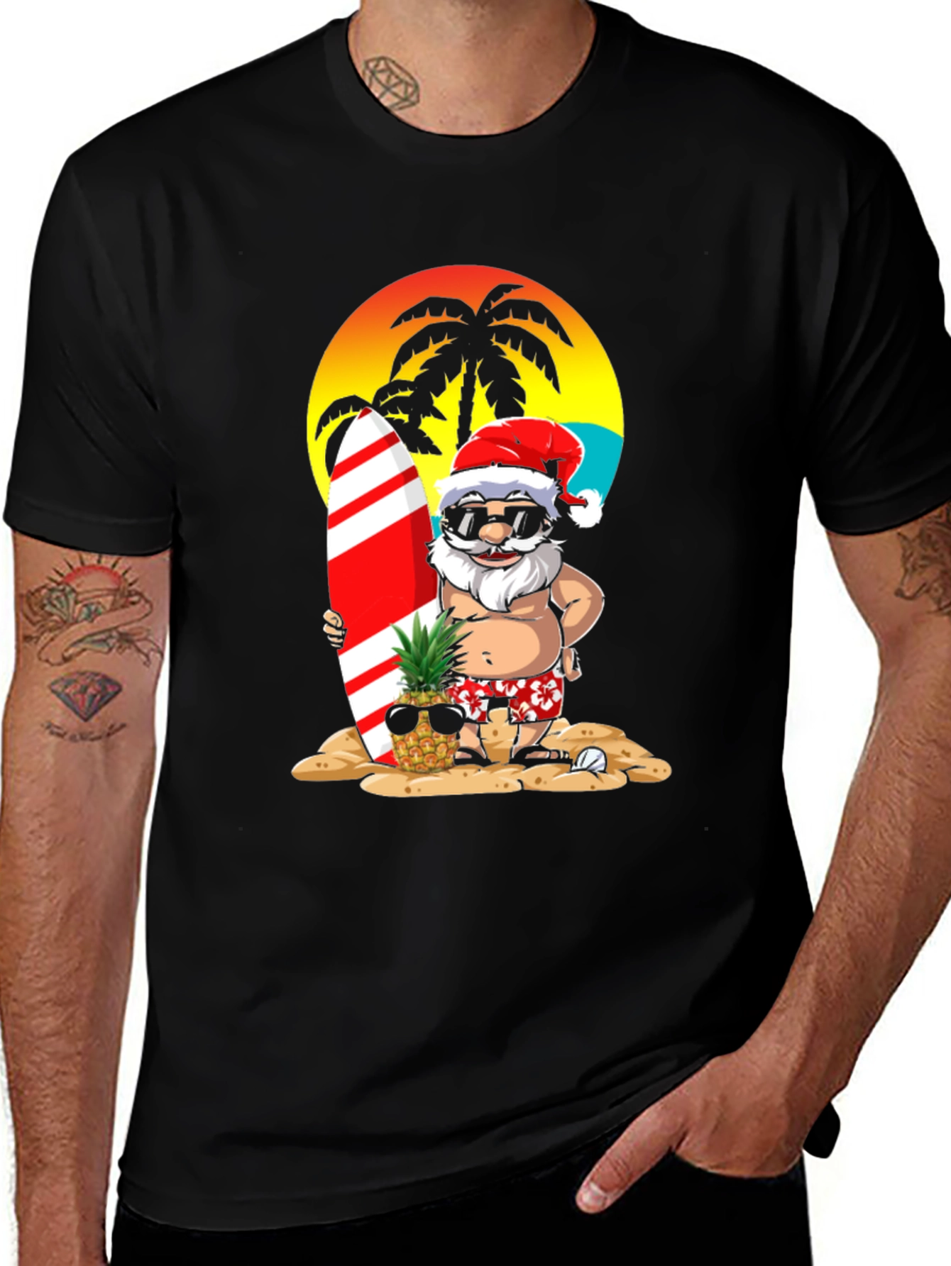 Summer Santa Surf T-Shirt - Beach Holiday Tee