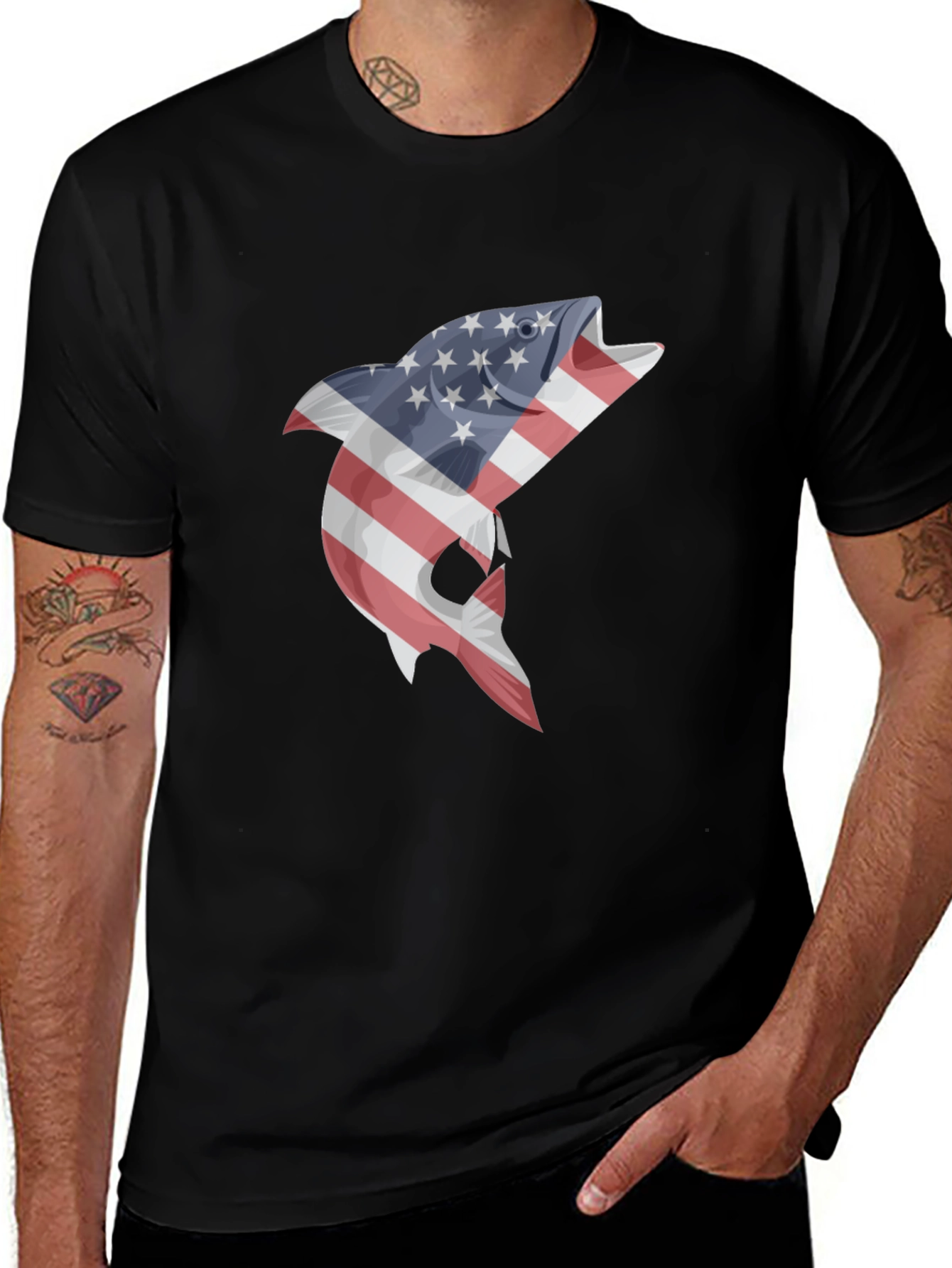 Variant 16 of American Flag Fish Graphic T-Shirt