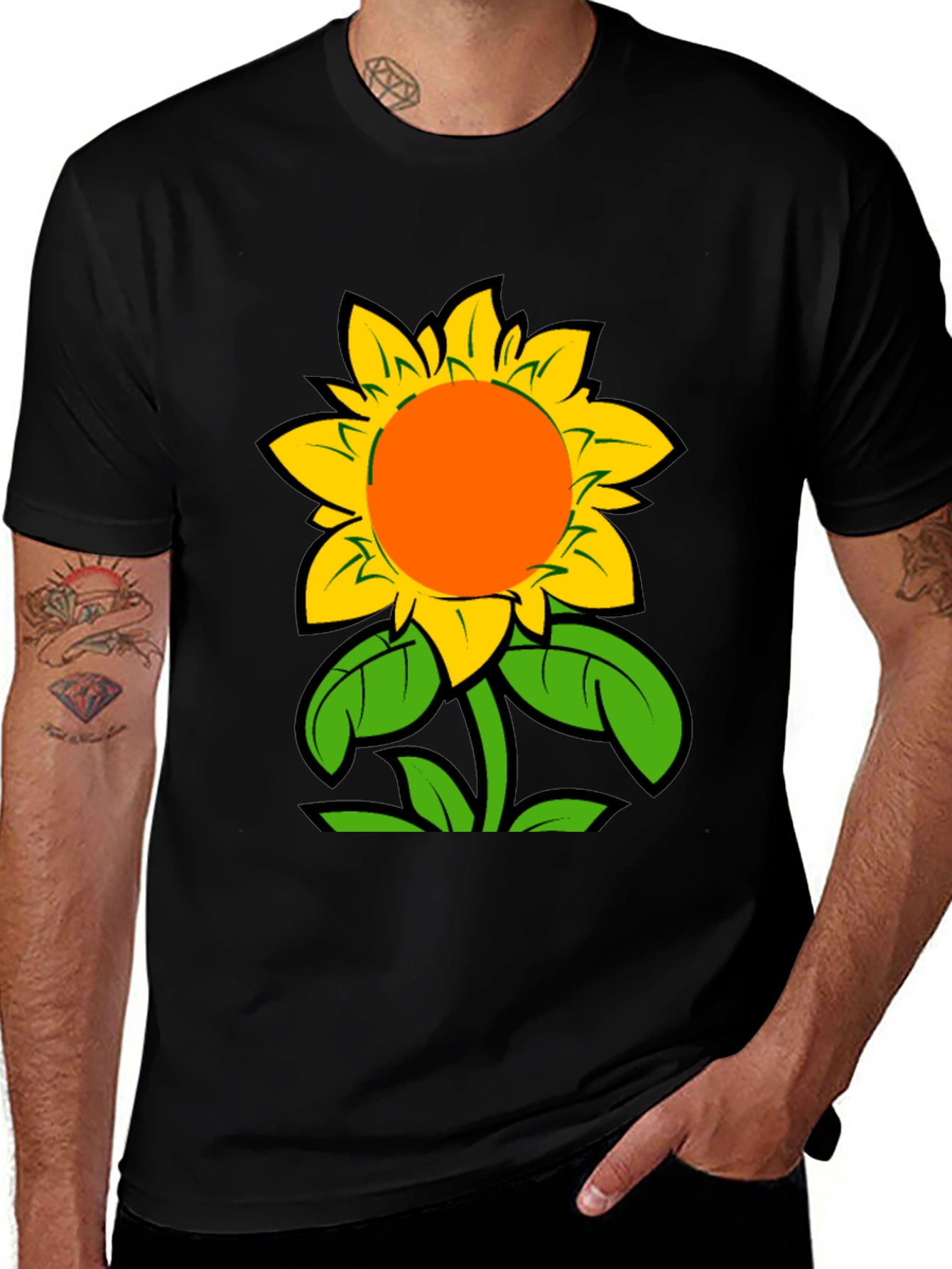 Variant 17 of Sunflower Graphic Tee - Black Cotton Casual Shirt